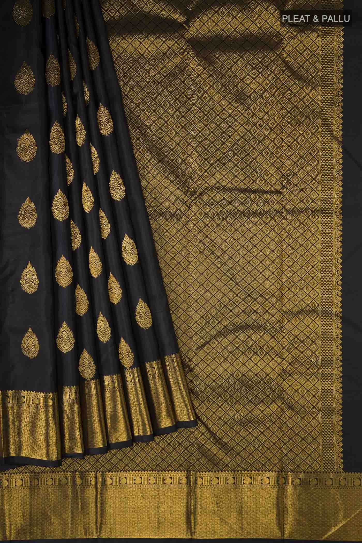 Black Kanchipuram Silk Saree - Image 2