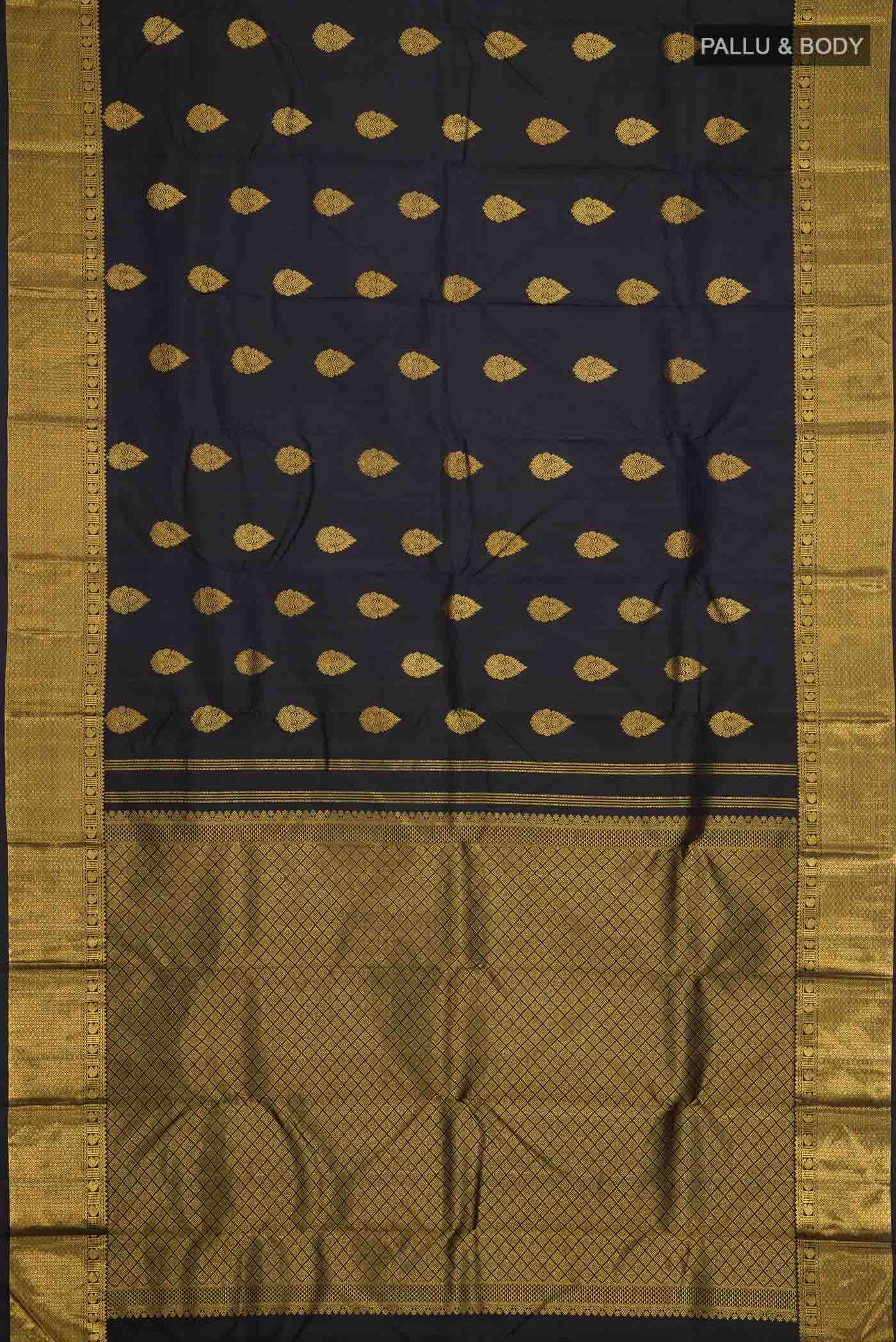 Black Kanchipuram Silk Saree - Image 4