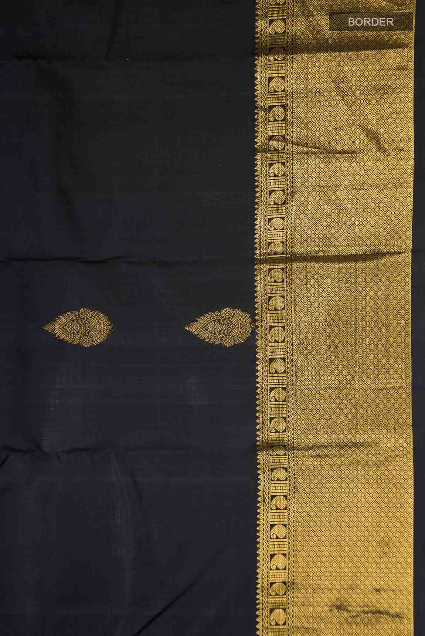 Black Kanchipuram Silk Saree - Image 5