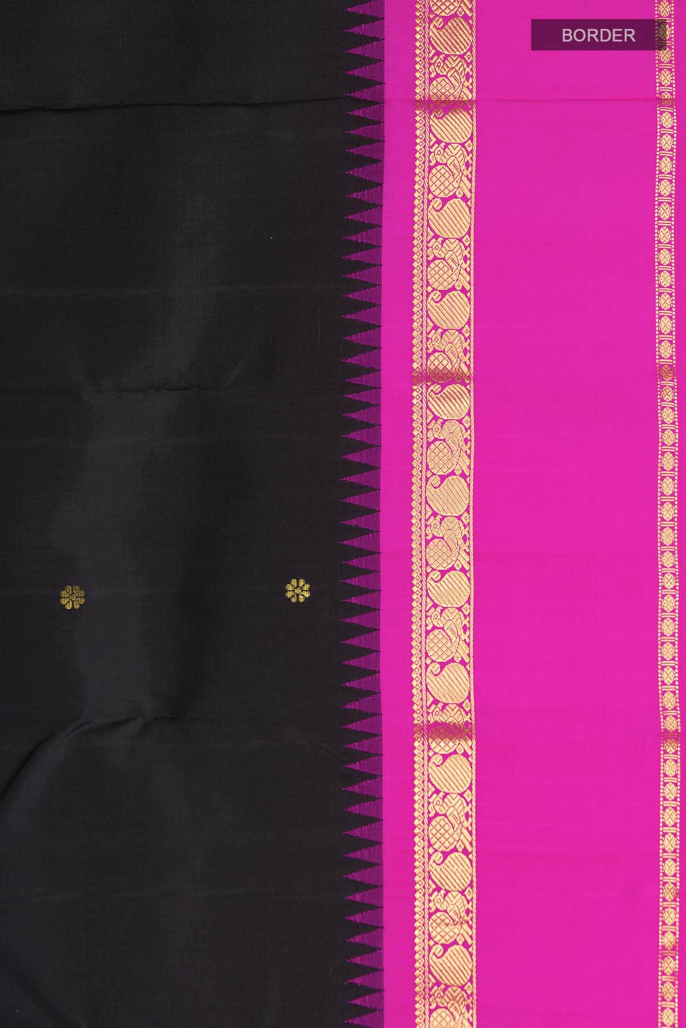 Pure Silk Pure Zari Black Kanjivaram Saree - Image 5