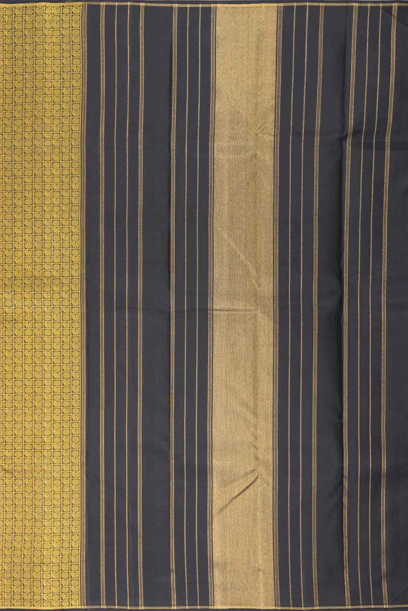 Pure Silk Pure Zari Black Kanjivaram Saree - Image 3