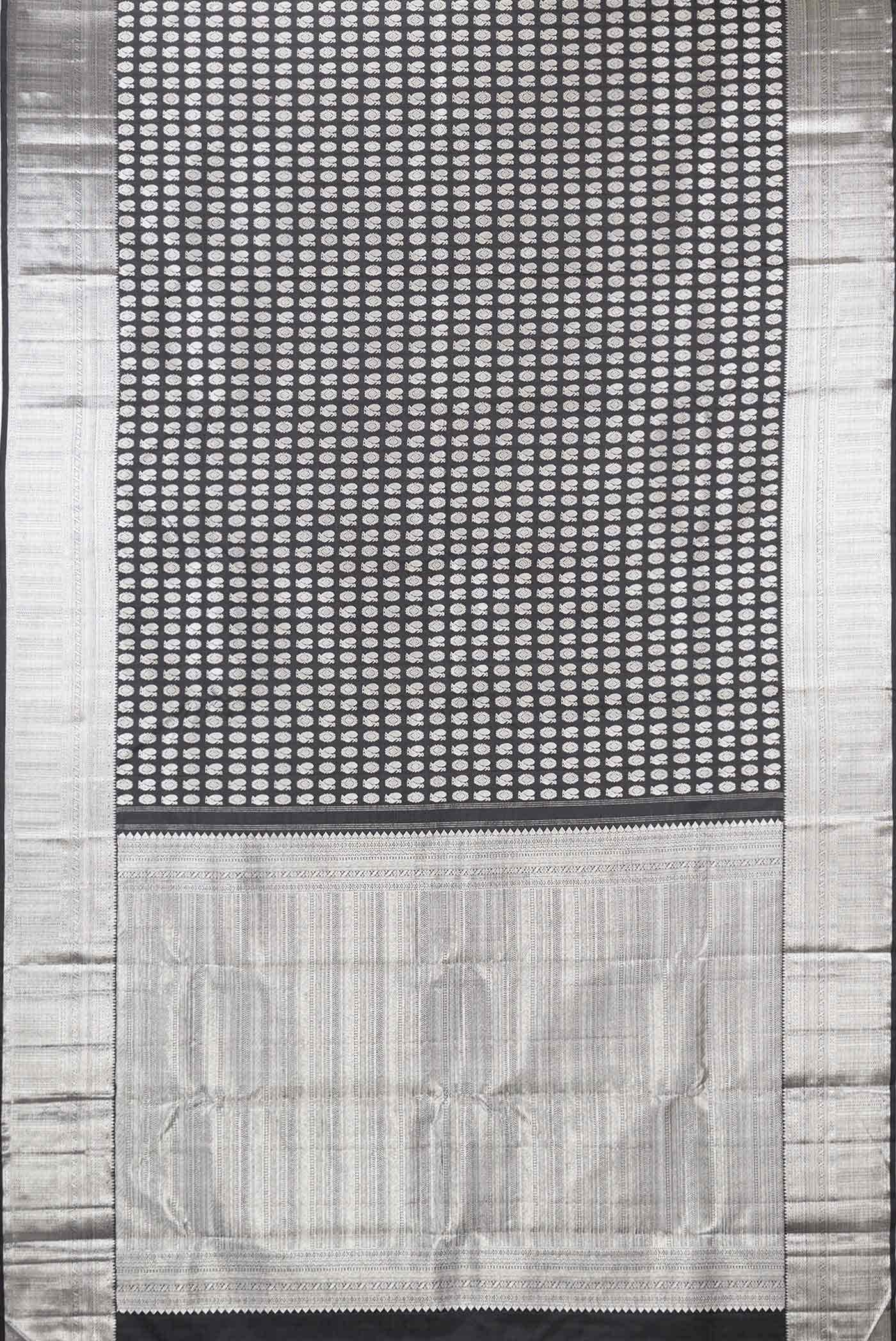 Pure Silk Pure Zari Black Kanjivaram Saree - Image 4