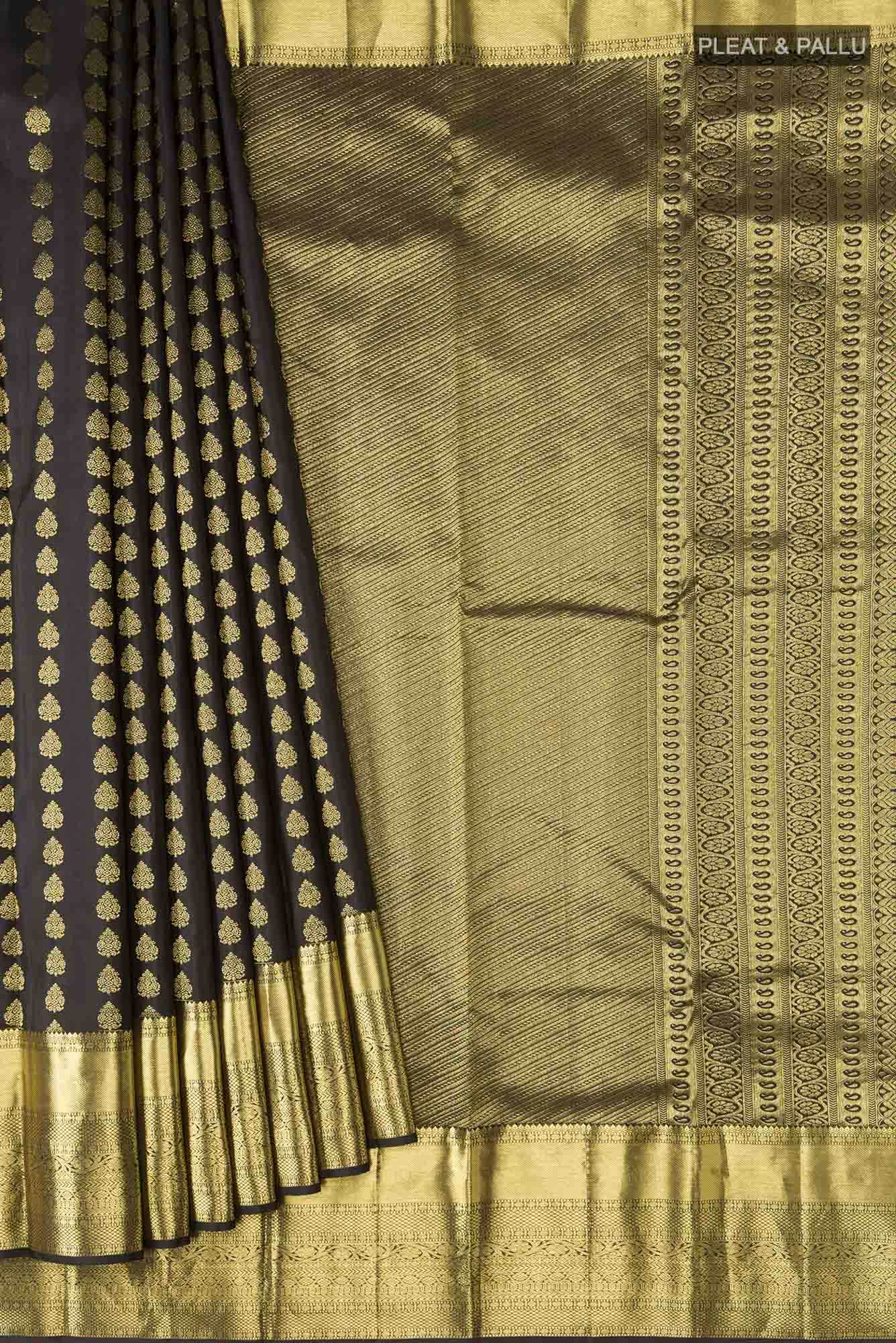 Black Kanchipuram Silk Saree - Image 2