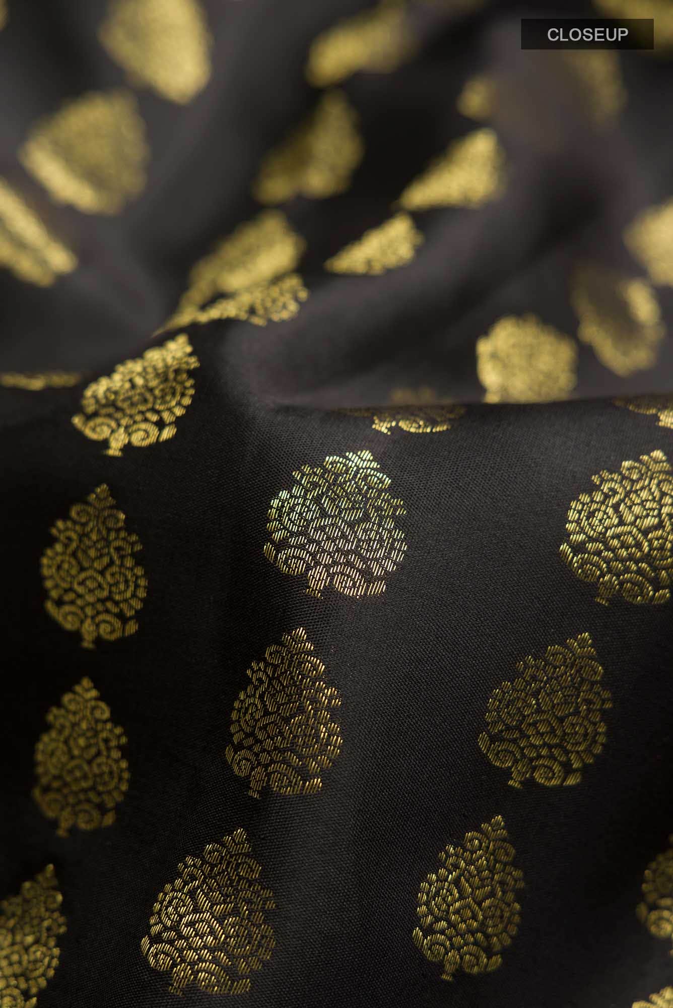 Black Kanchipuram Silk Saree - Image 3