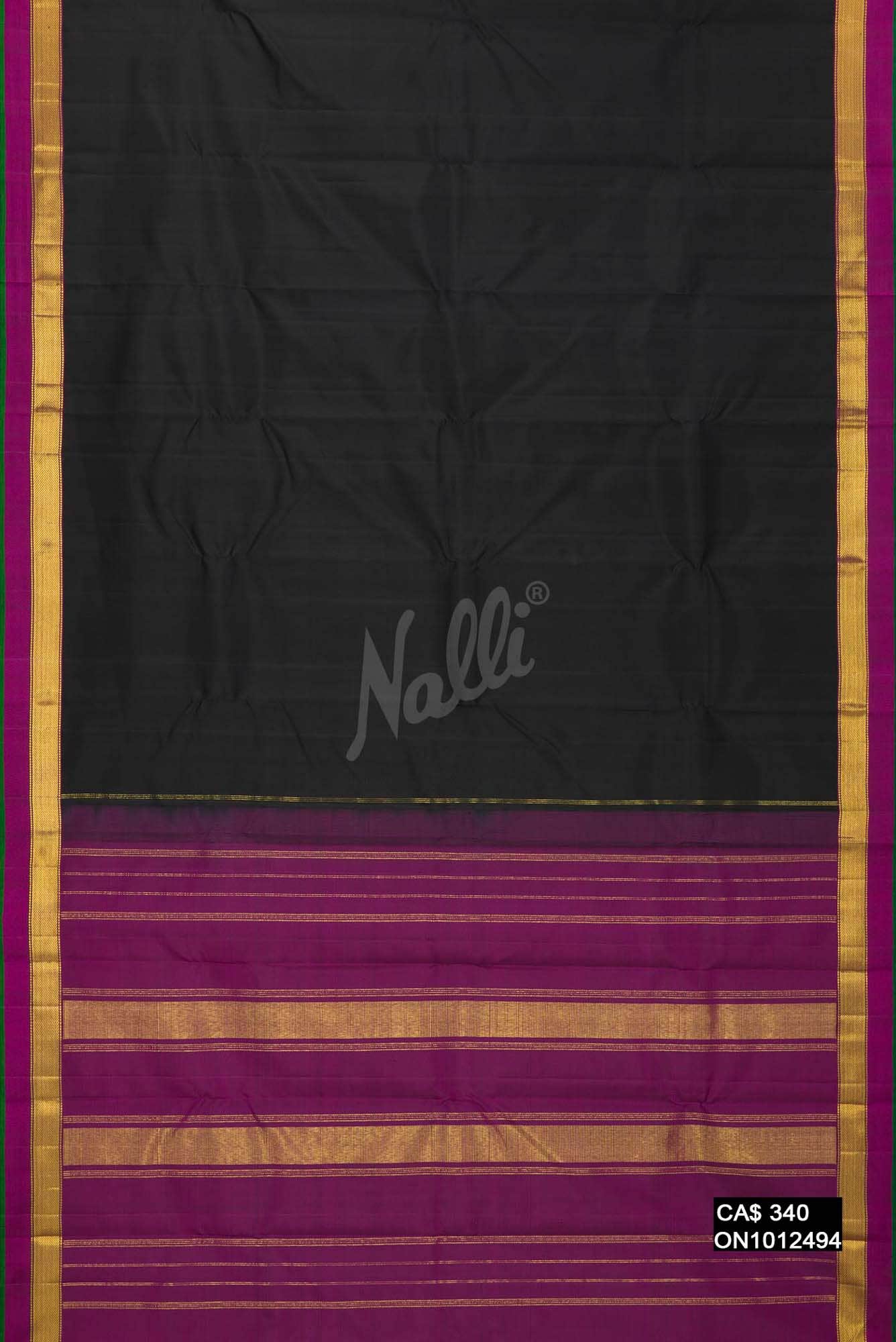 Black Kanchipuram Silk Saree - Image 2