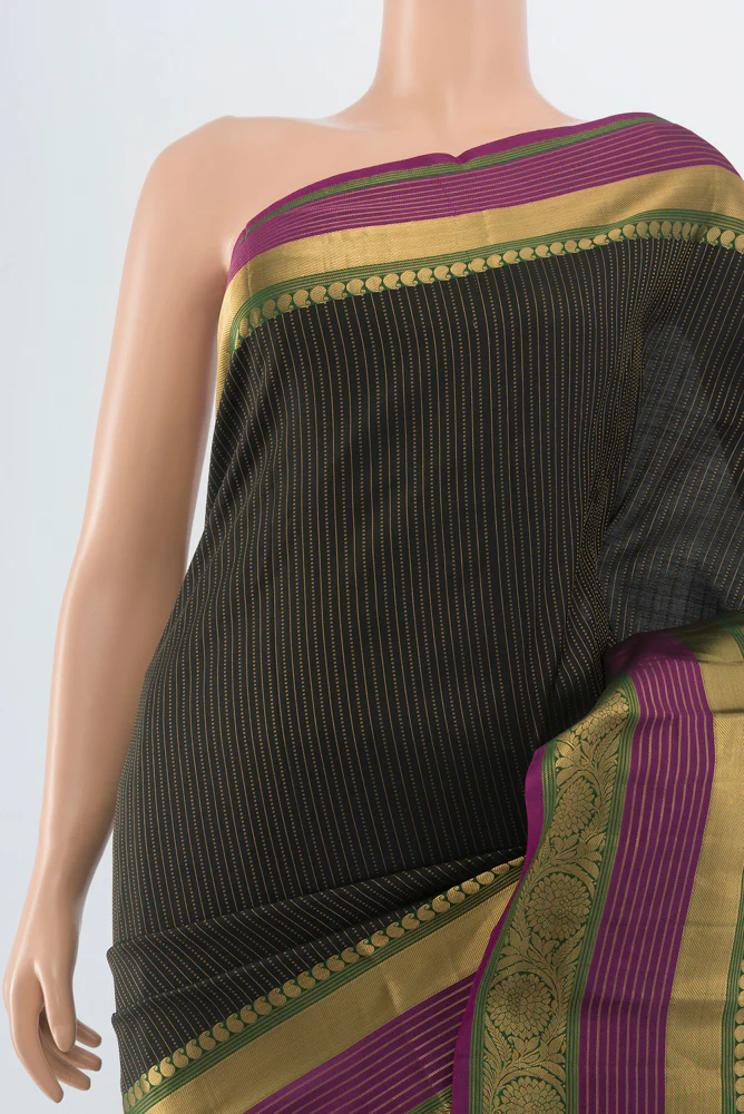 Black Kanjivaram Silk Saree - Image 2