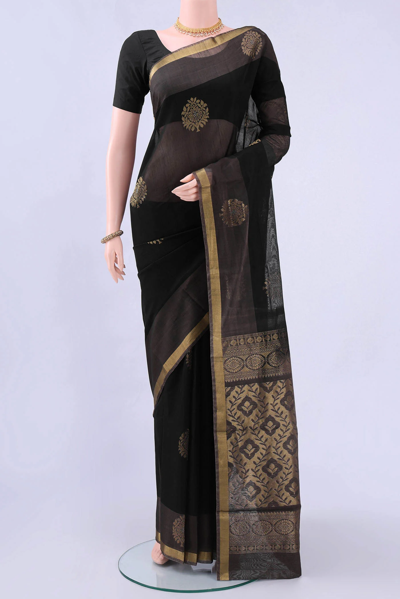 Black Kora Cotton Saree