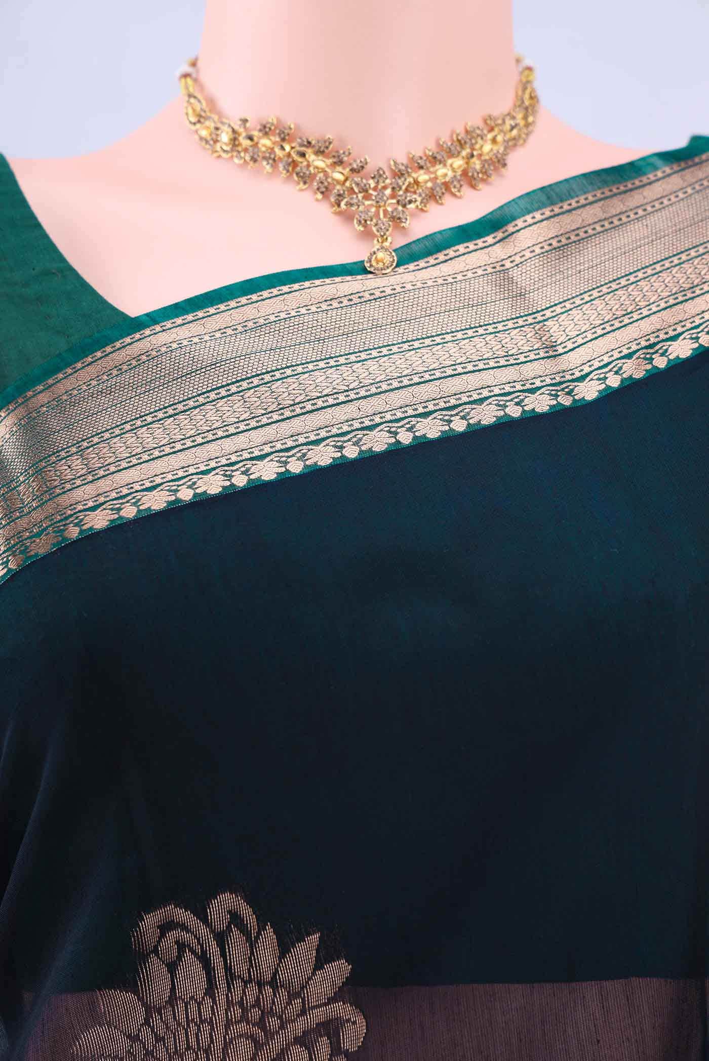 Black Kora Cotton Saree - Image 3