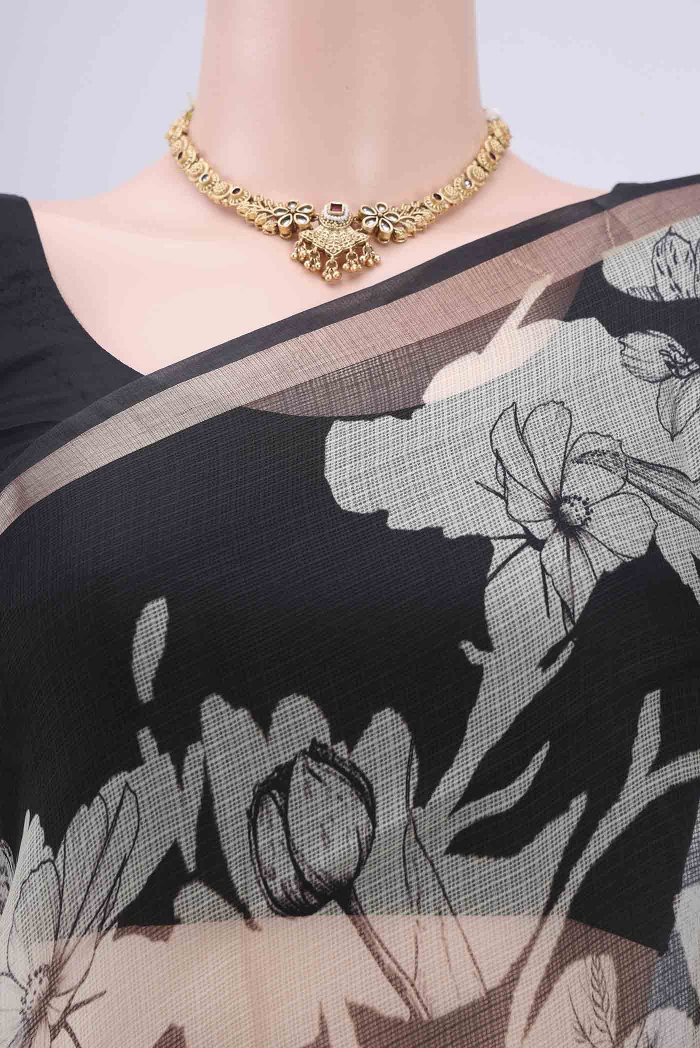 Black Kota Silk Saree - Image 2