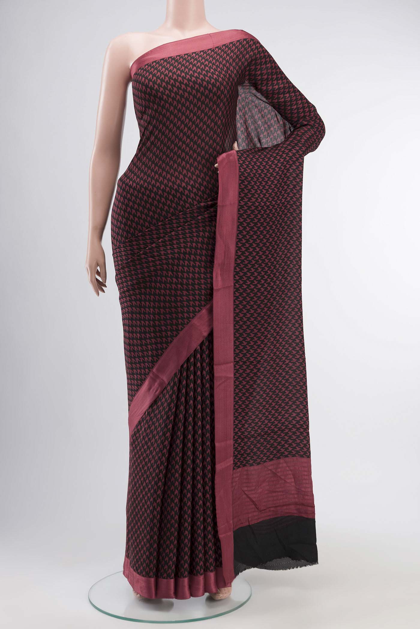 Black Mysore Crepe Saree