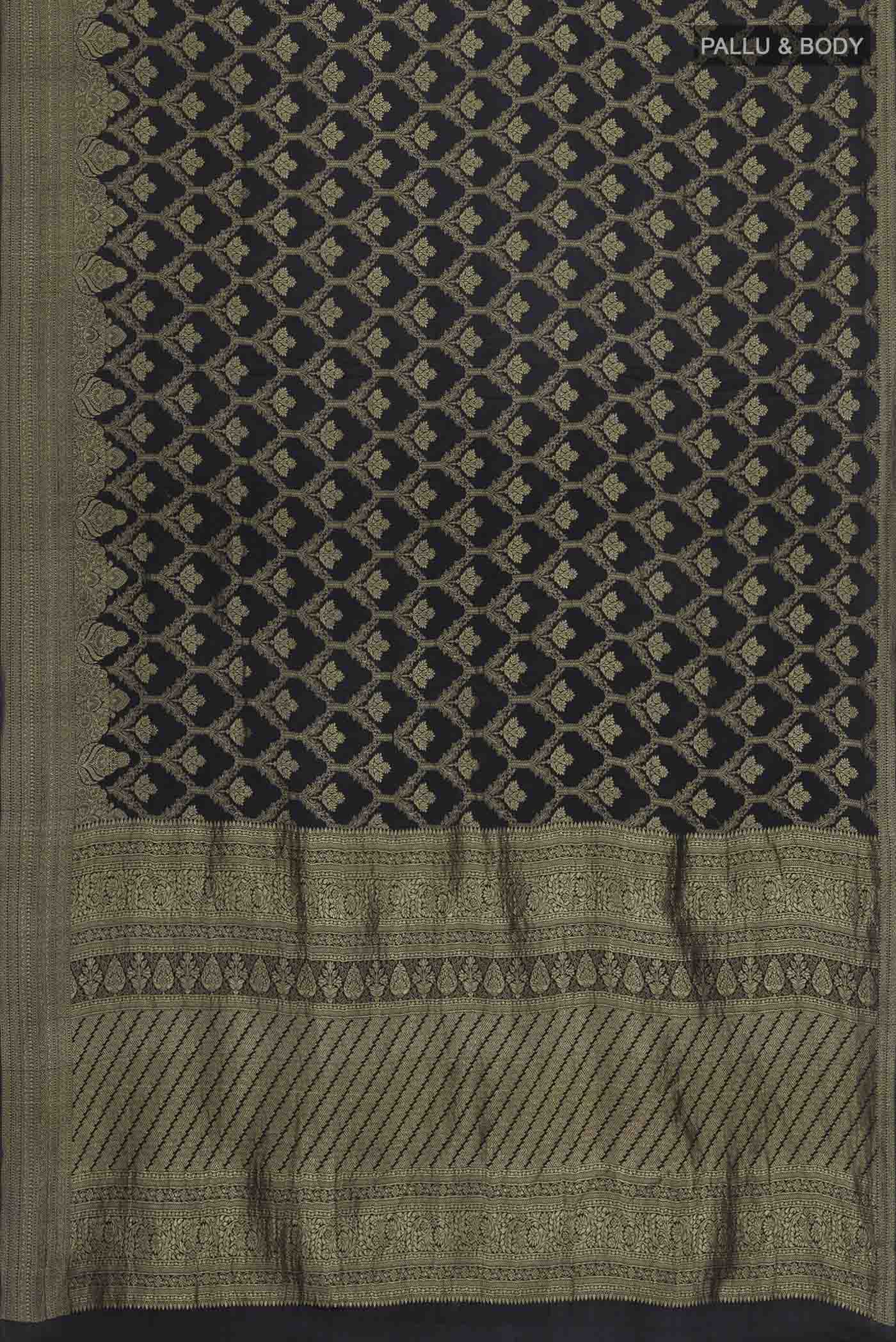 Black Mysore Crepe Saree - Image 5