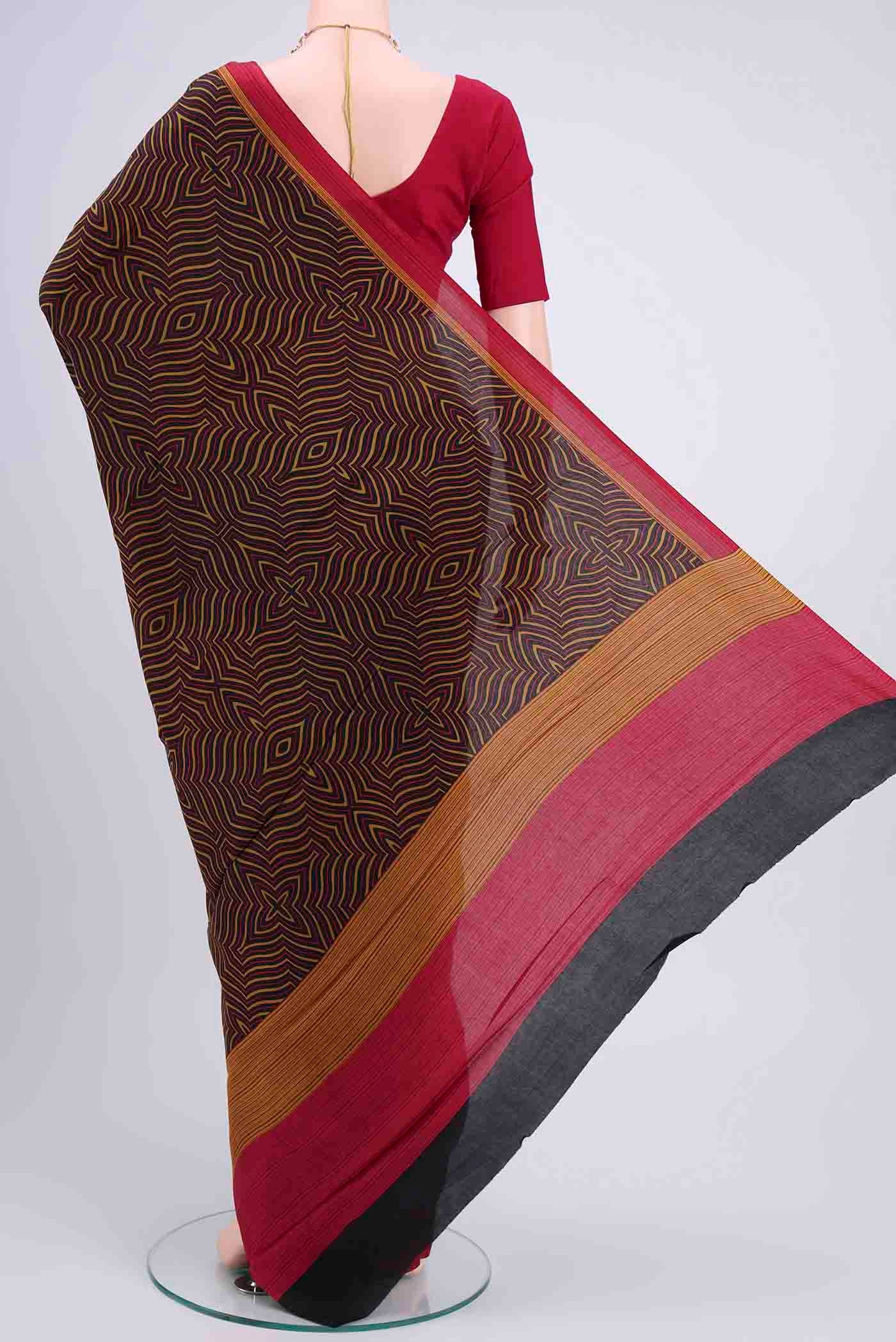 Black Mysore Crepe Saree - Image 3