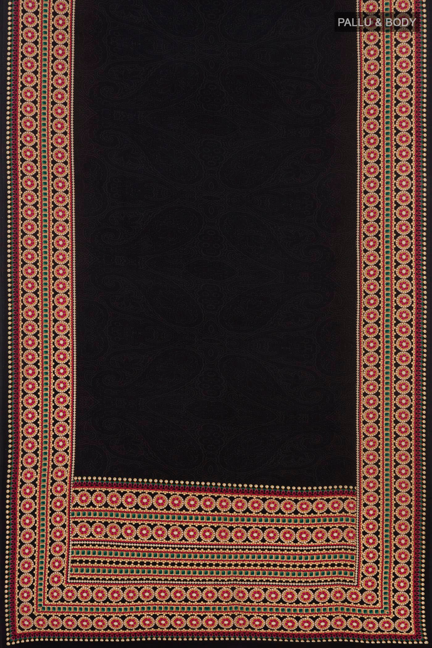 Black Mysore Crepe Saree - Image 3