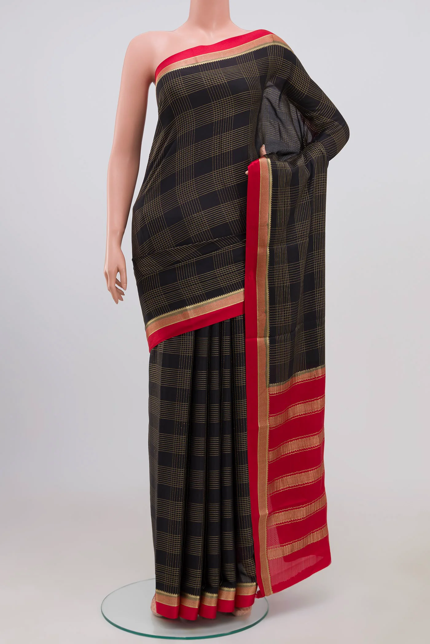 Black Mysore Crepe Saree