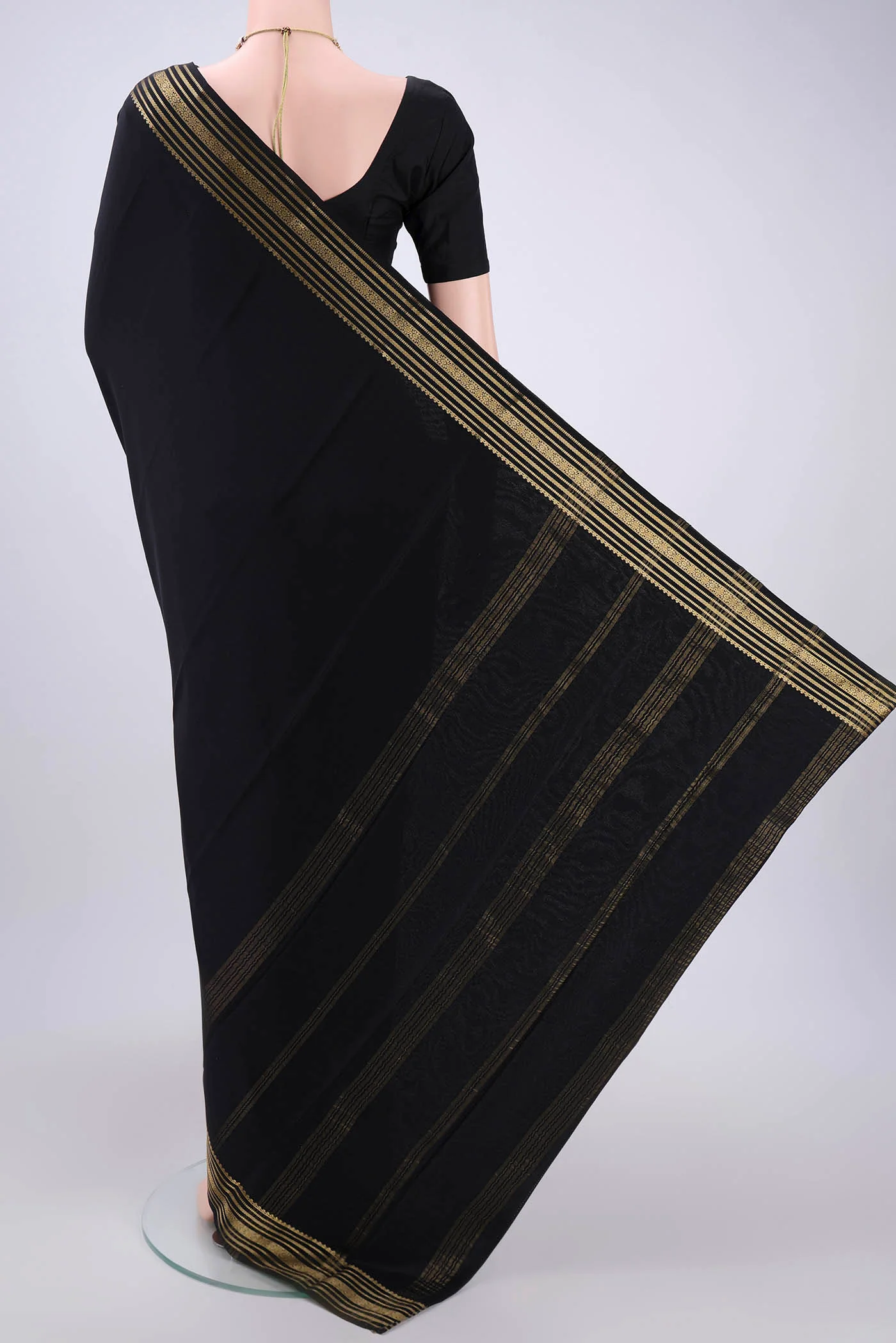 Black Mysore Crepe Saree - Image 3