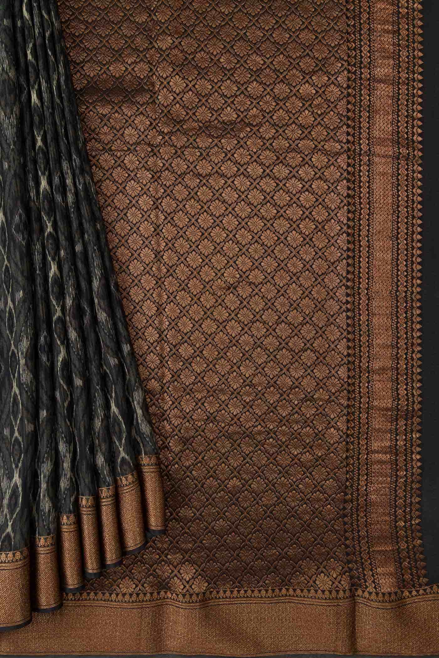 Black Mysore Crepe Saree - Image 2