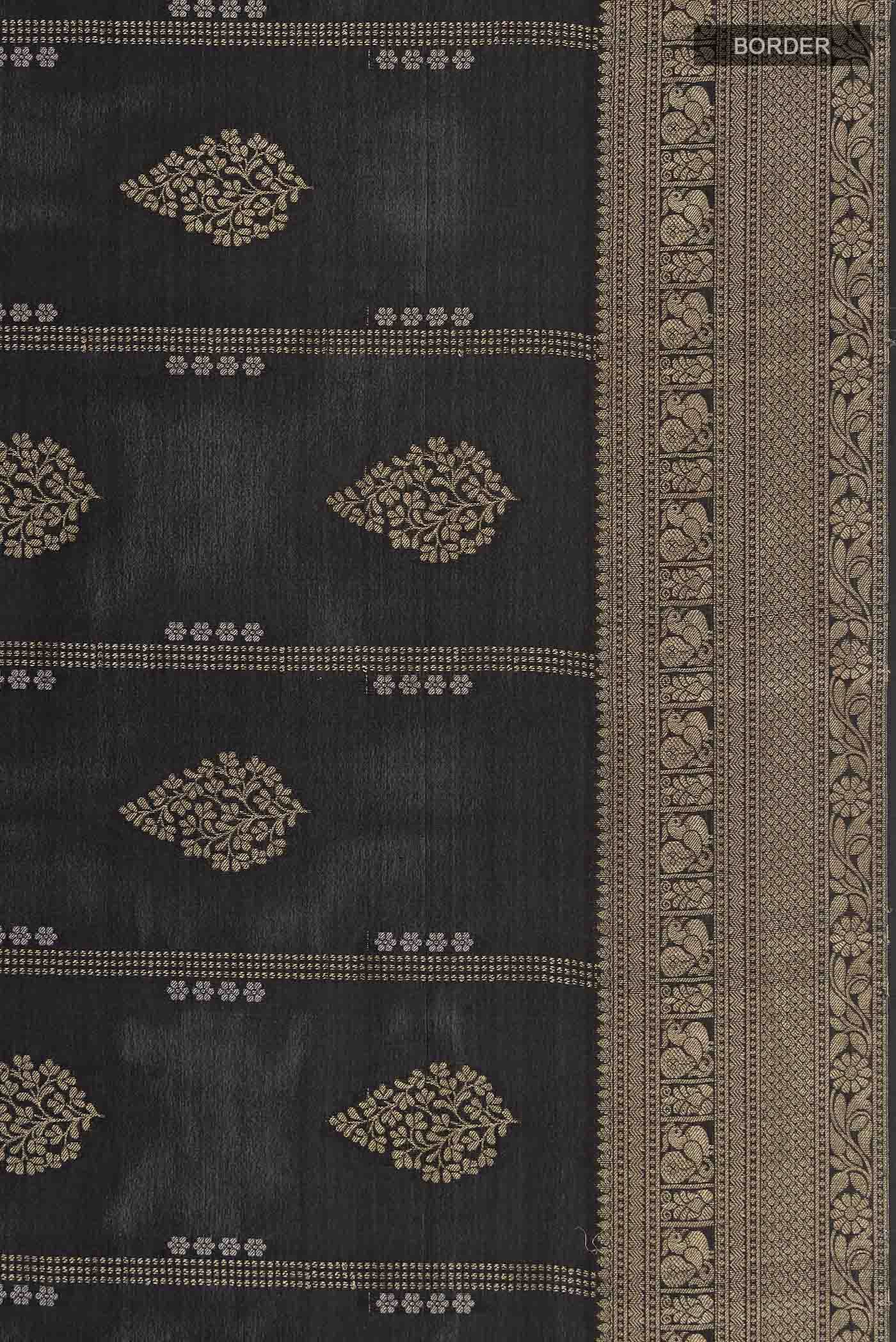 Black Mysore Crepe Saree - Image 5