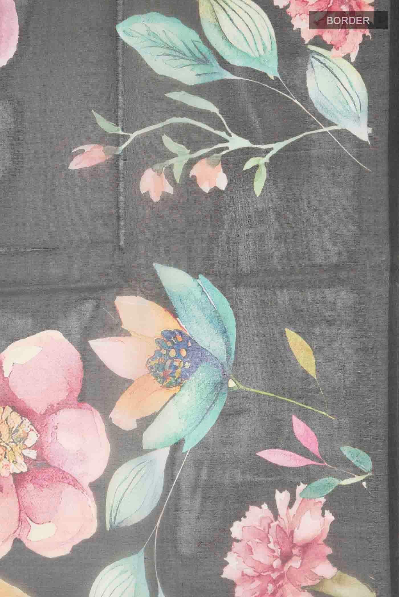Black Organza Silk Saree - Image 3