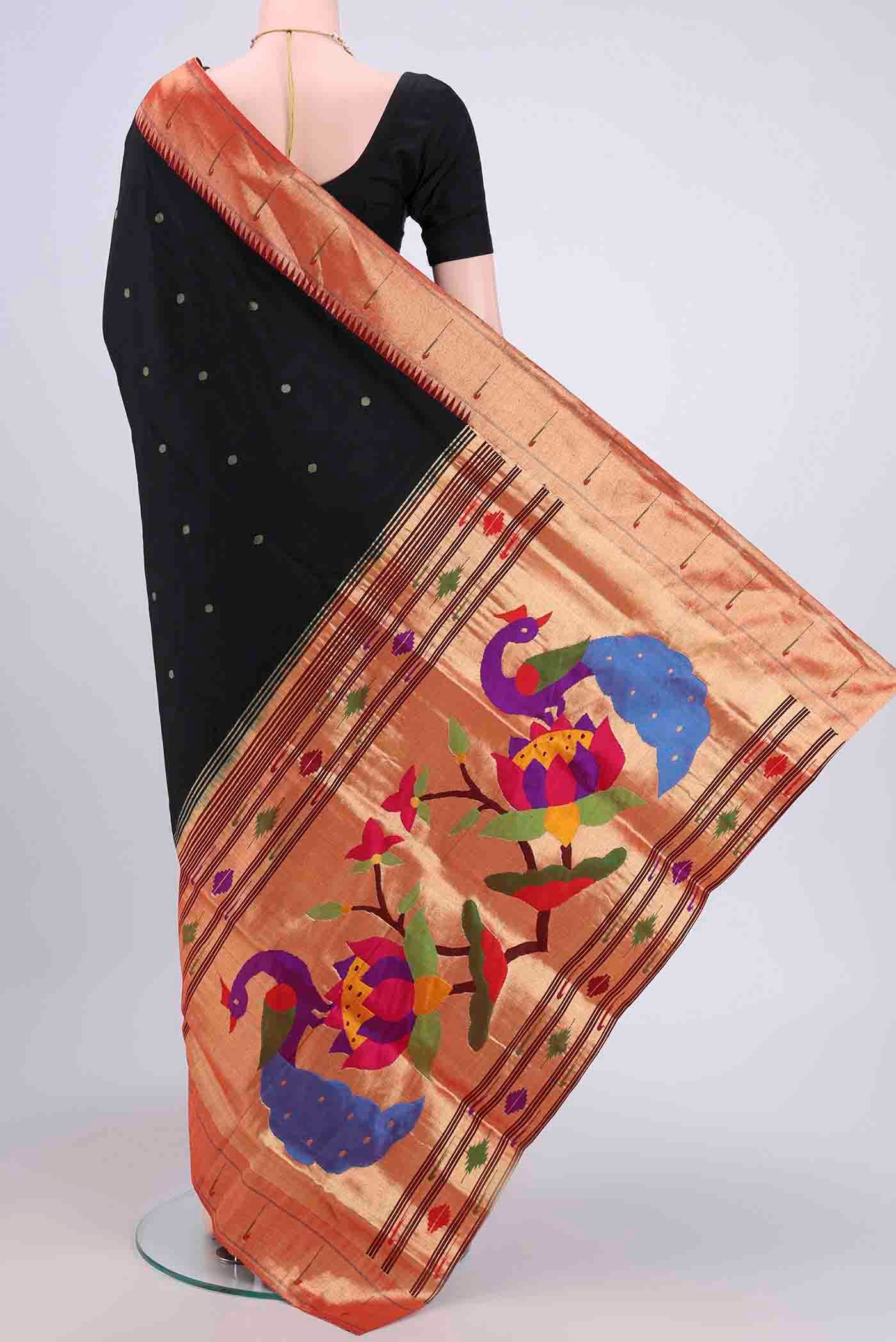 Black Paithani Silk Saree - Image 3