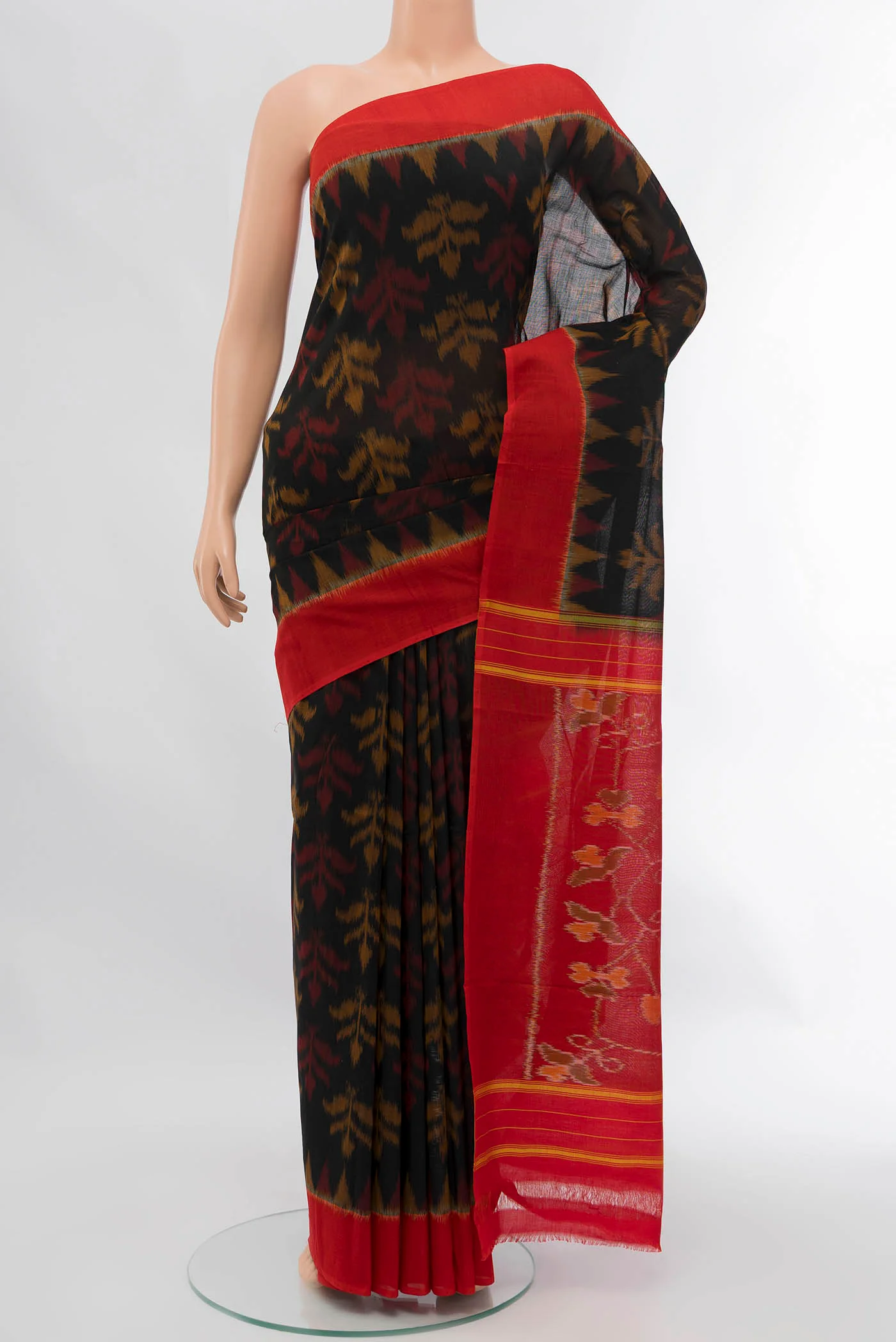 Black Pochampally Cotton Saree