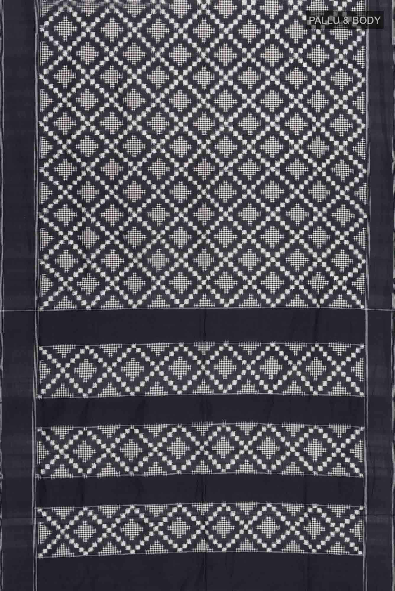 Black Pochampally Cotton Saree - Image 3