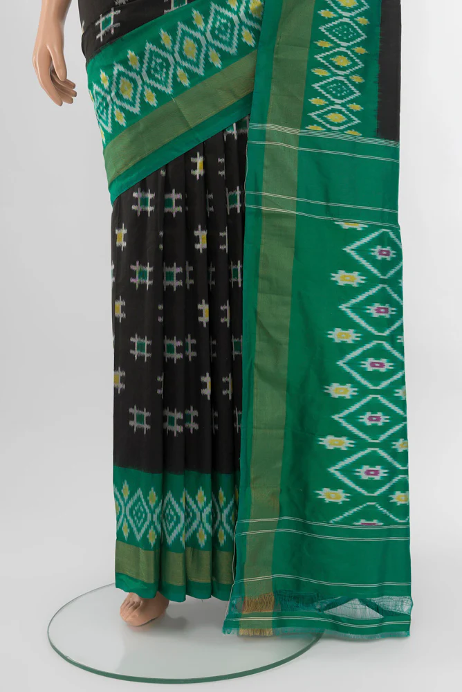 Black Pochampally Silk Saree - Image 3