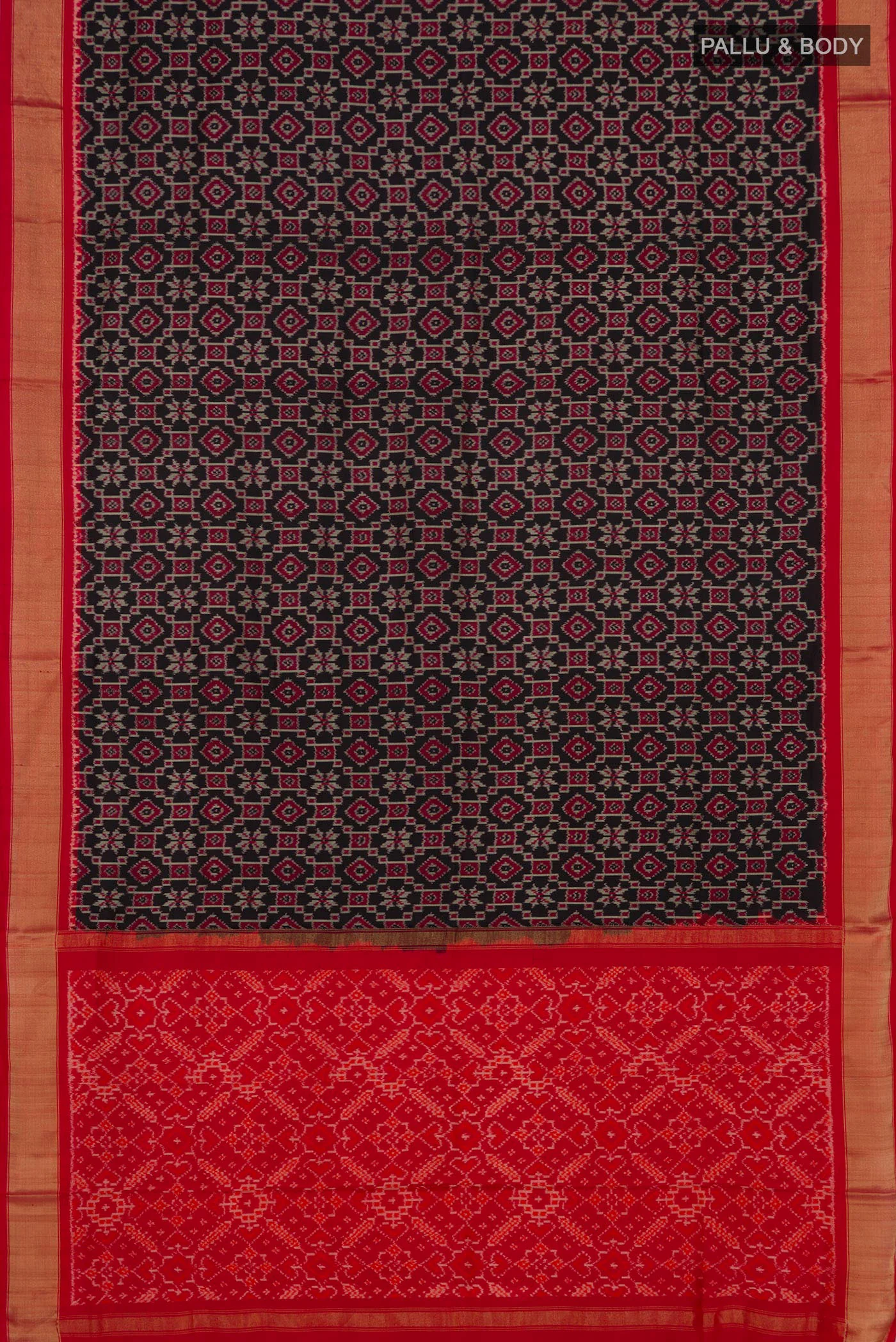 Black Pochampally Silk Saree - Image 5