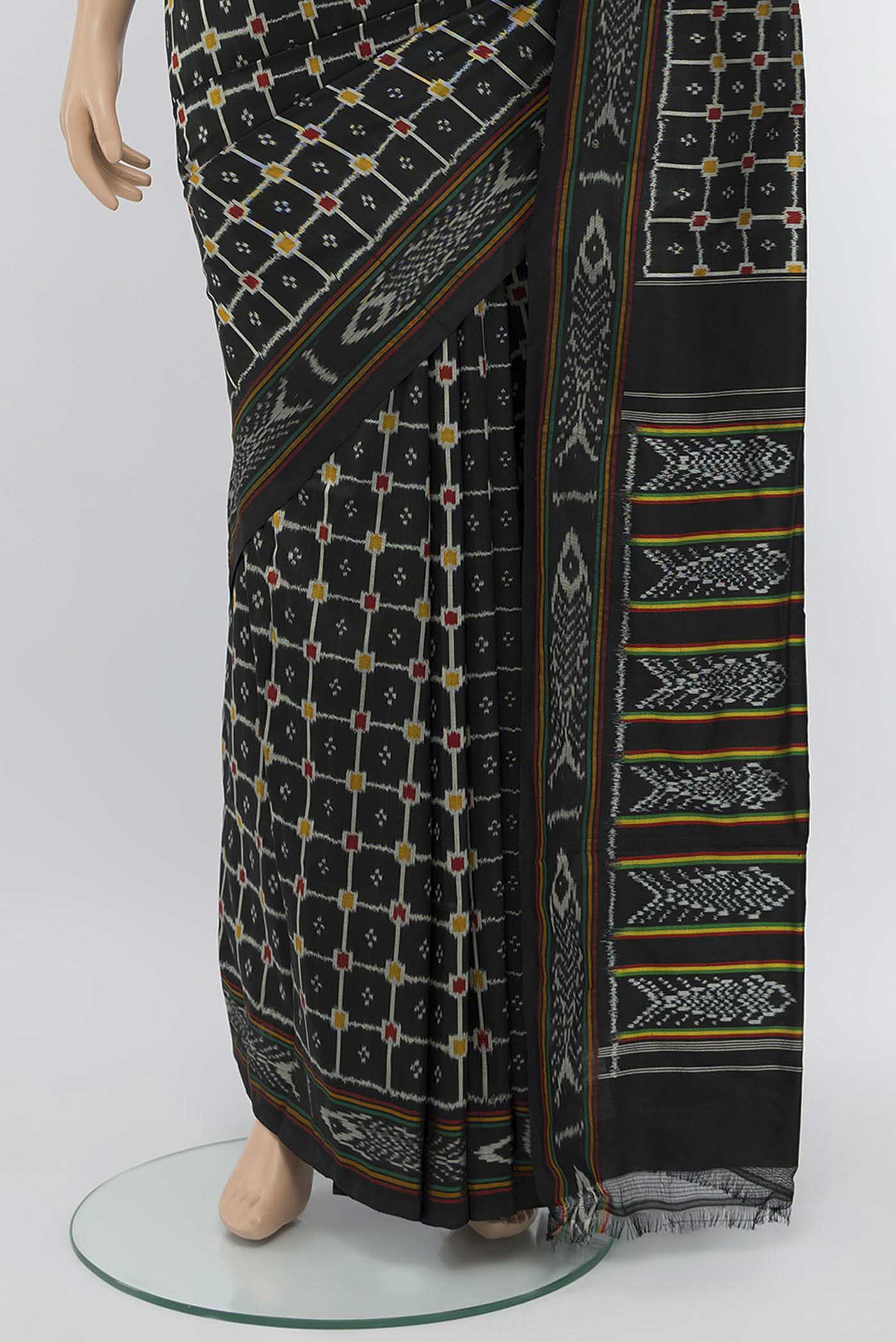 Black Pochampally Silk Saree - Image 3