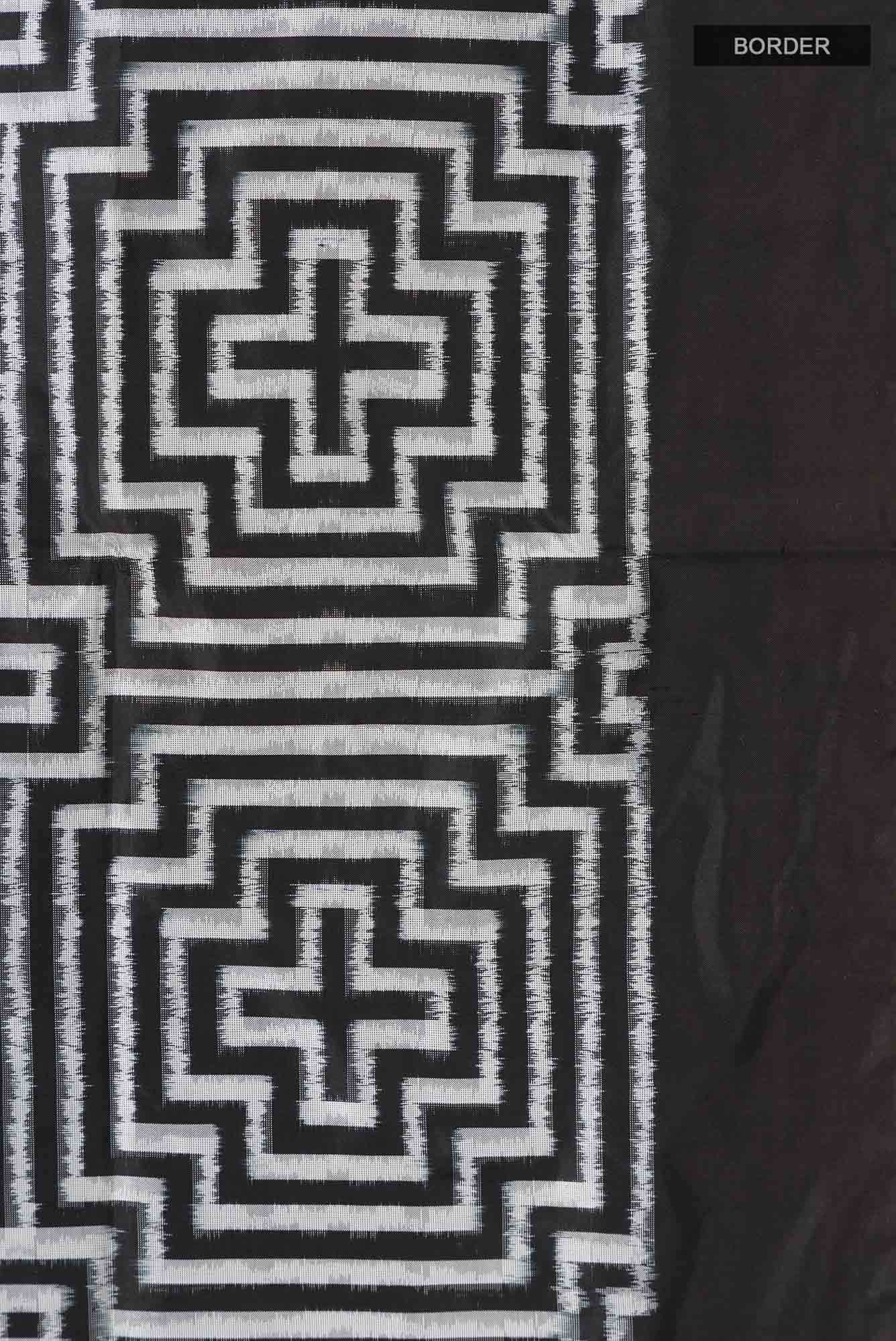 Black Pochampally Silk Saree - Image 6