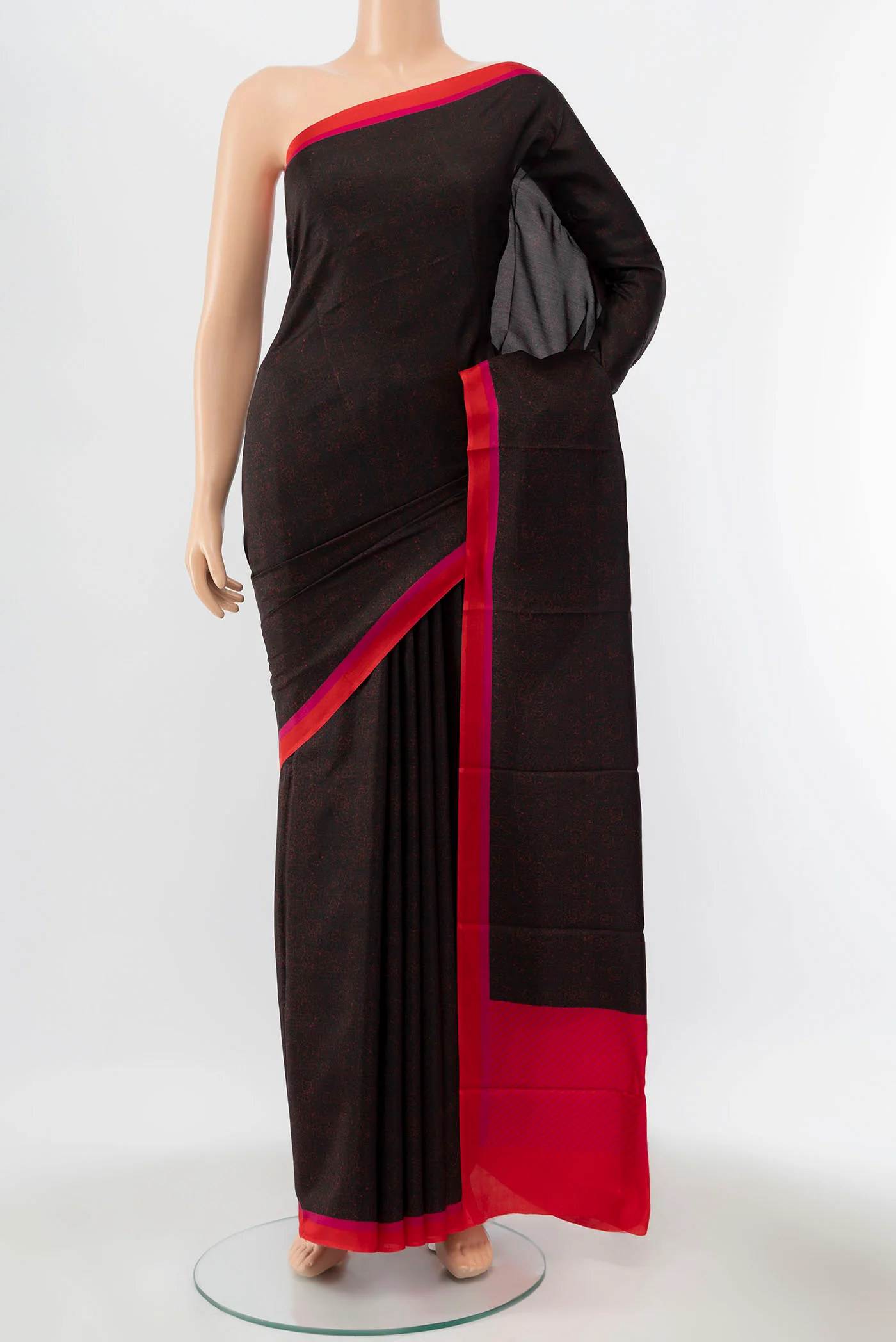 Black Printed Silk Saree