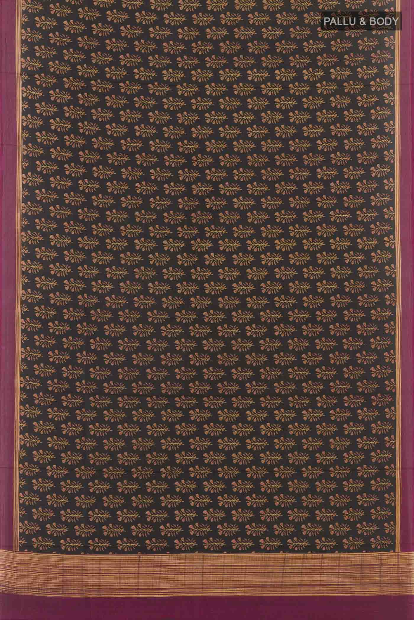 Black Printed Silk Saree - Image 4