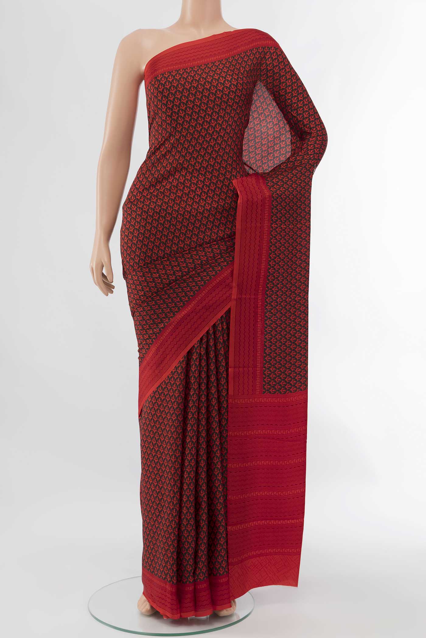 Black Printed Silk Saree