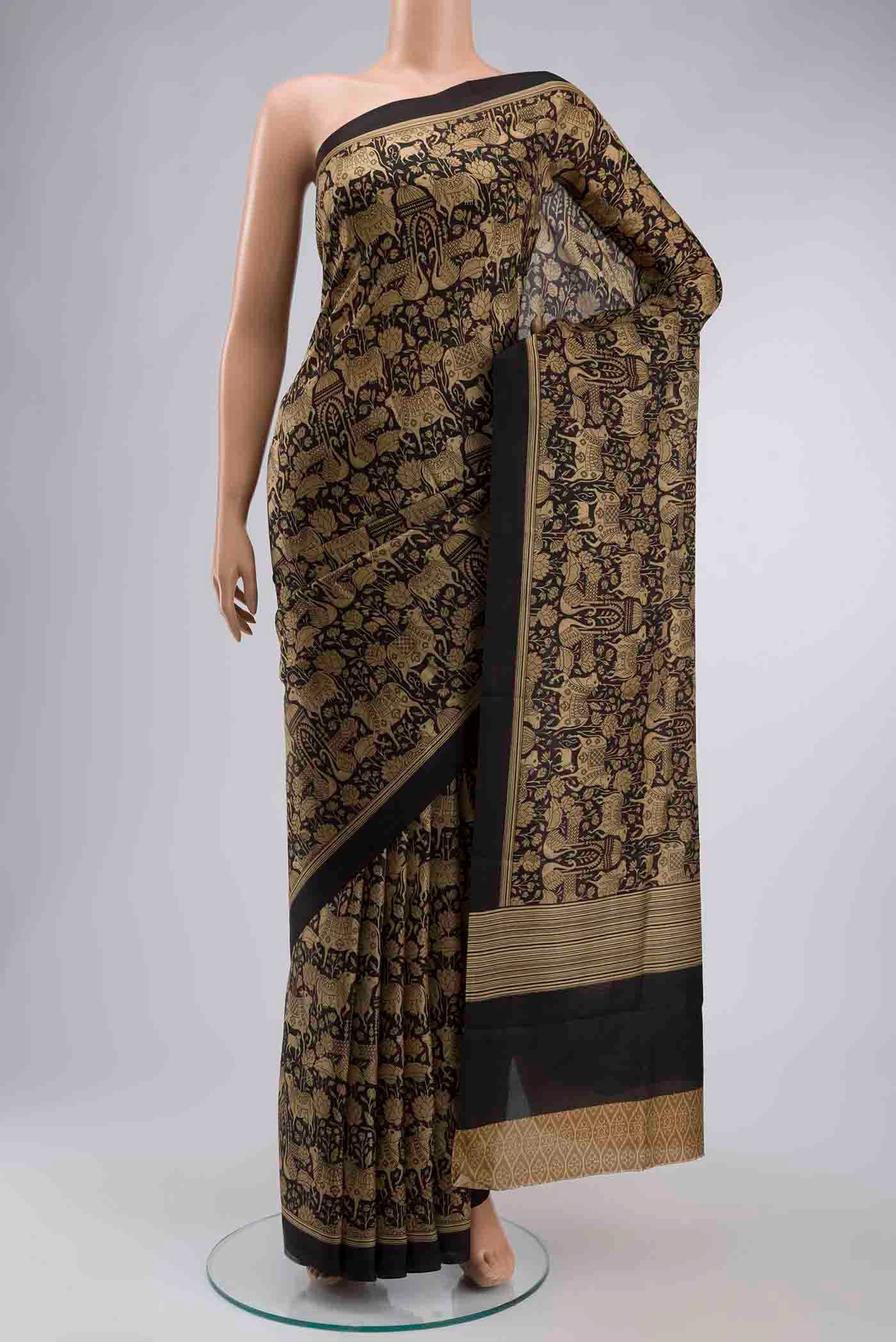 Black Printed Silk Saree