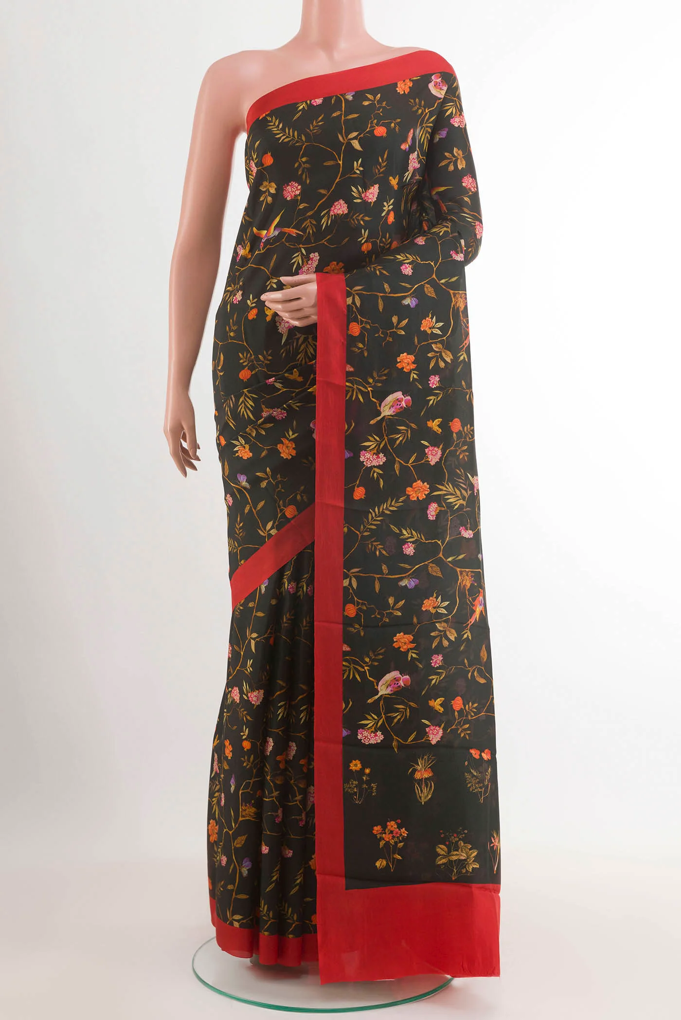 Black Printed Silk Saree