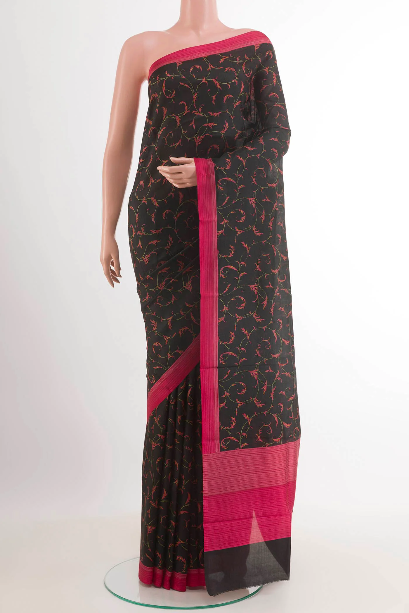Black Printed Silk Saree