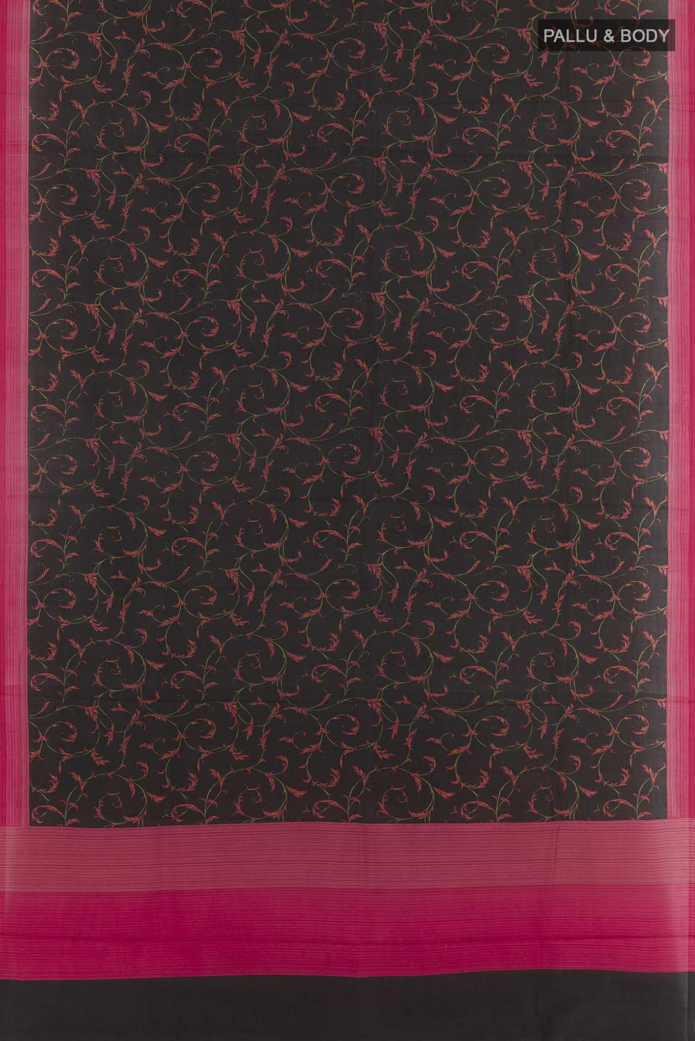 Black Printed Silk Saree - Image 3