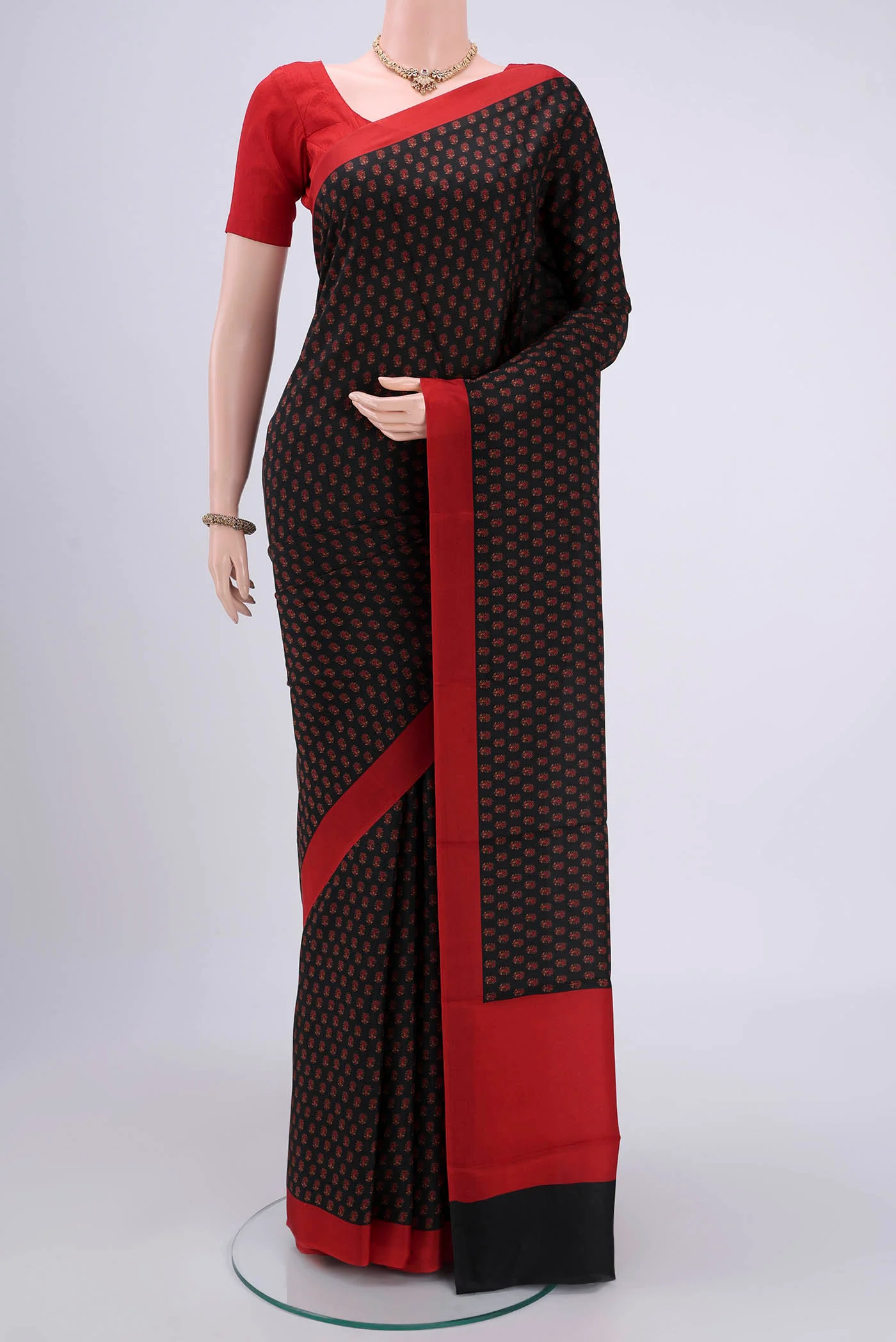 Black Printed Silk Saree