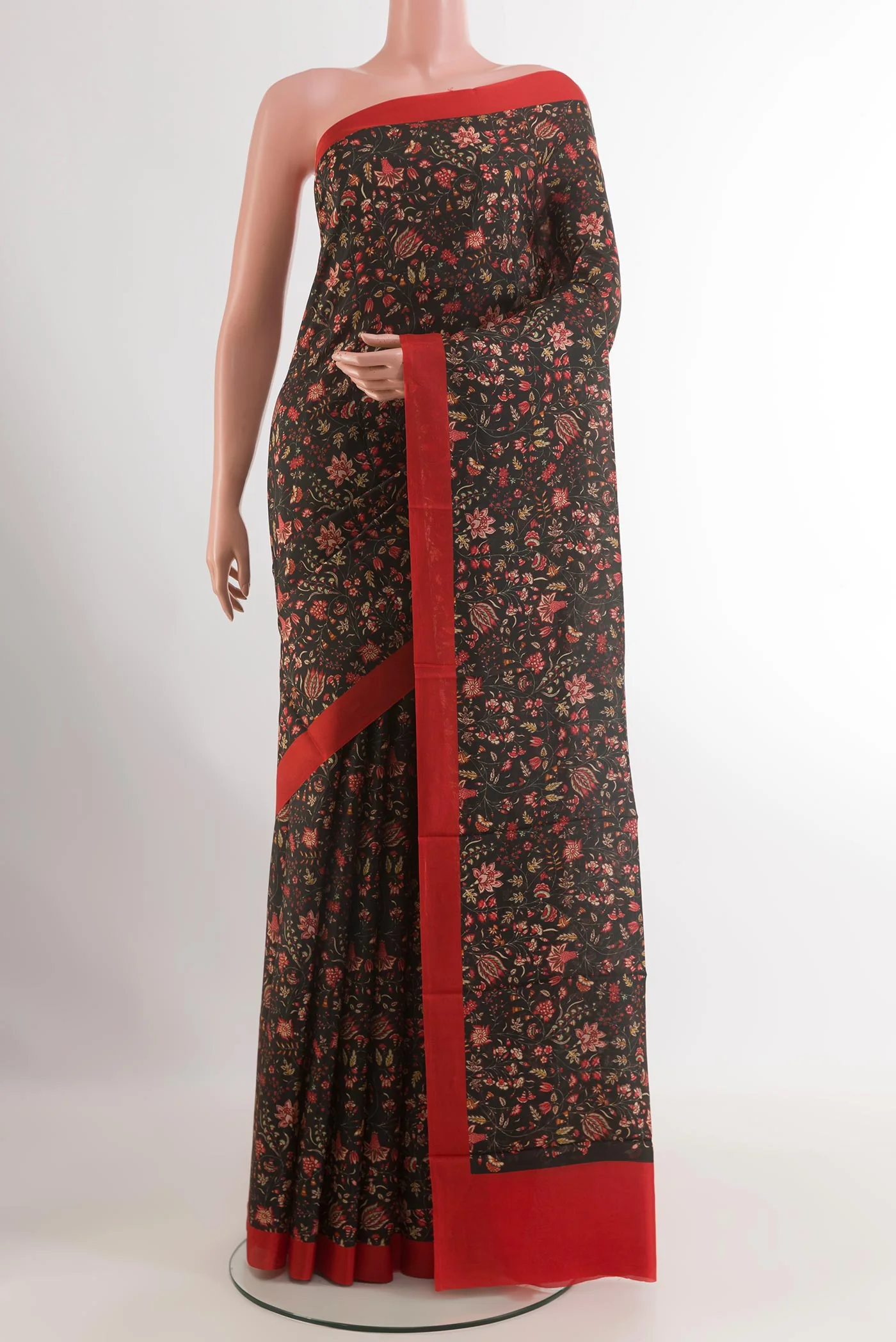 Black Printed Silk Saree