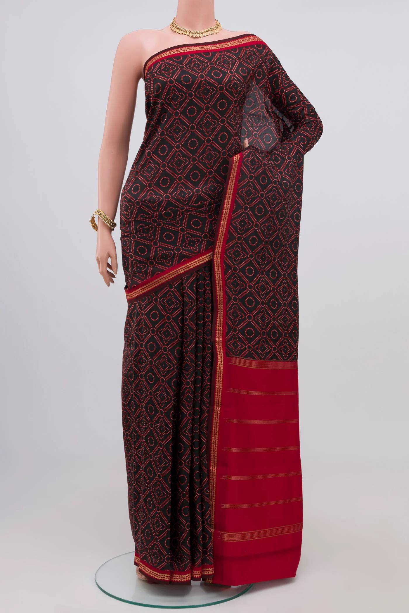 Black Printed Silk Saree