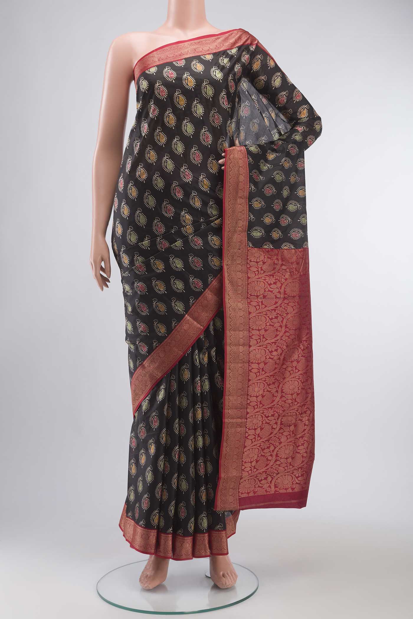 Black Printed Silk Saree