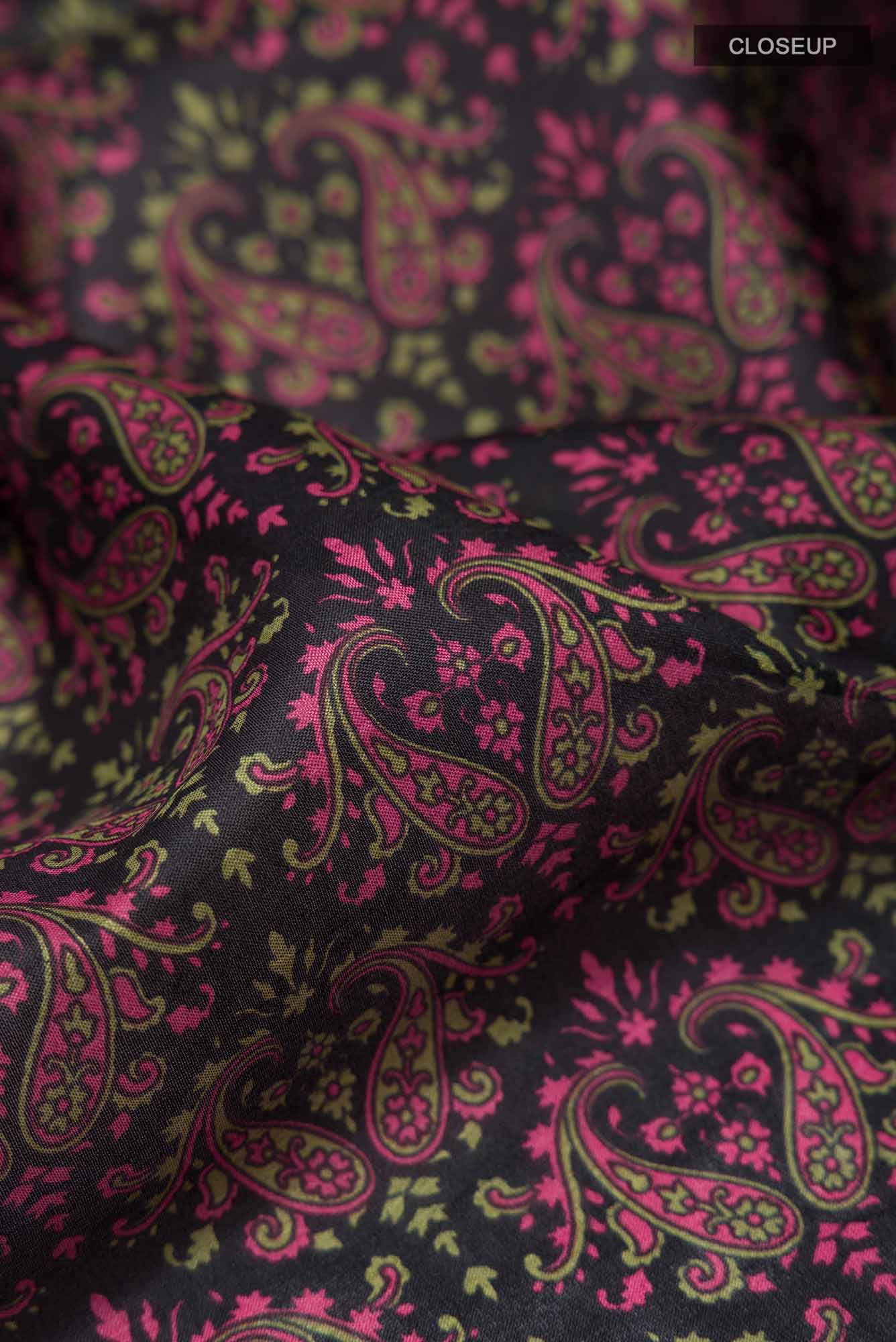 Black Printed Silk Saree - Image 2