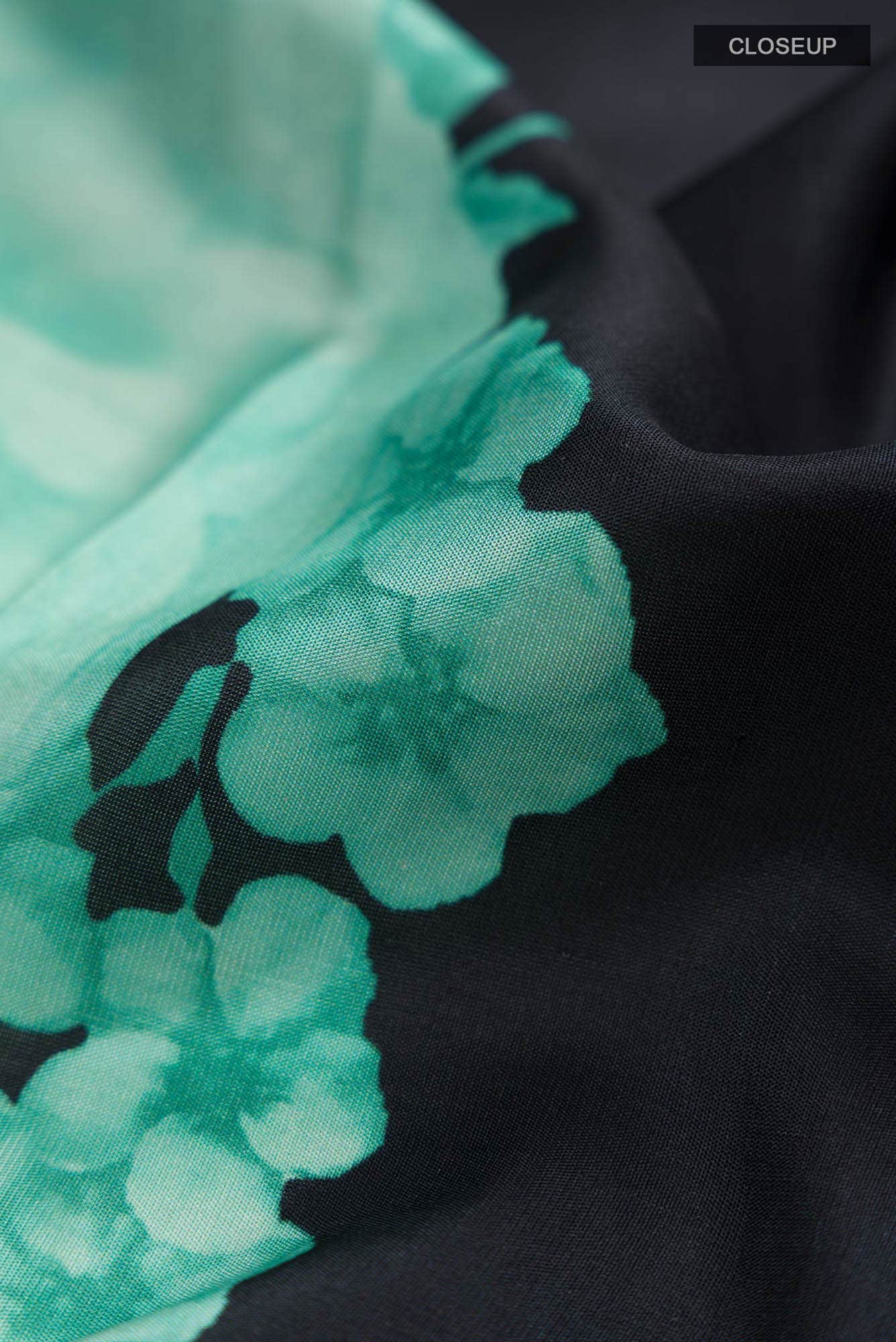 Black Printed Silk Saree - Image 3