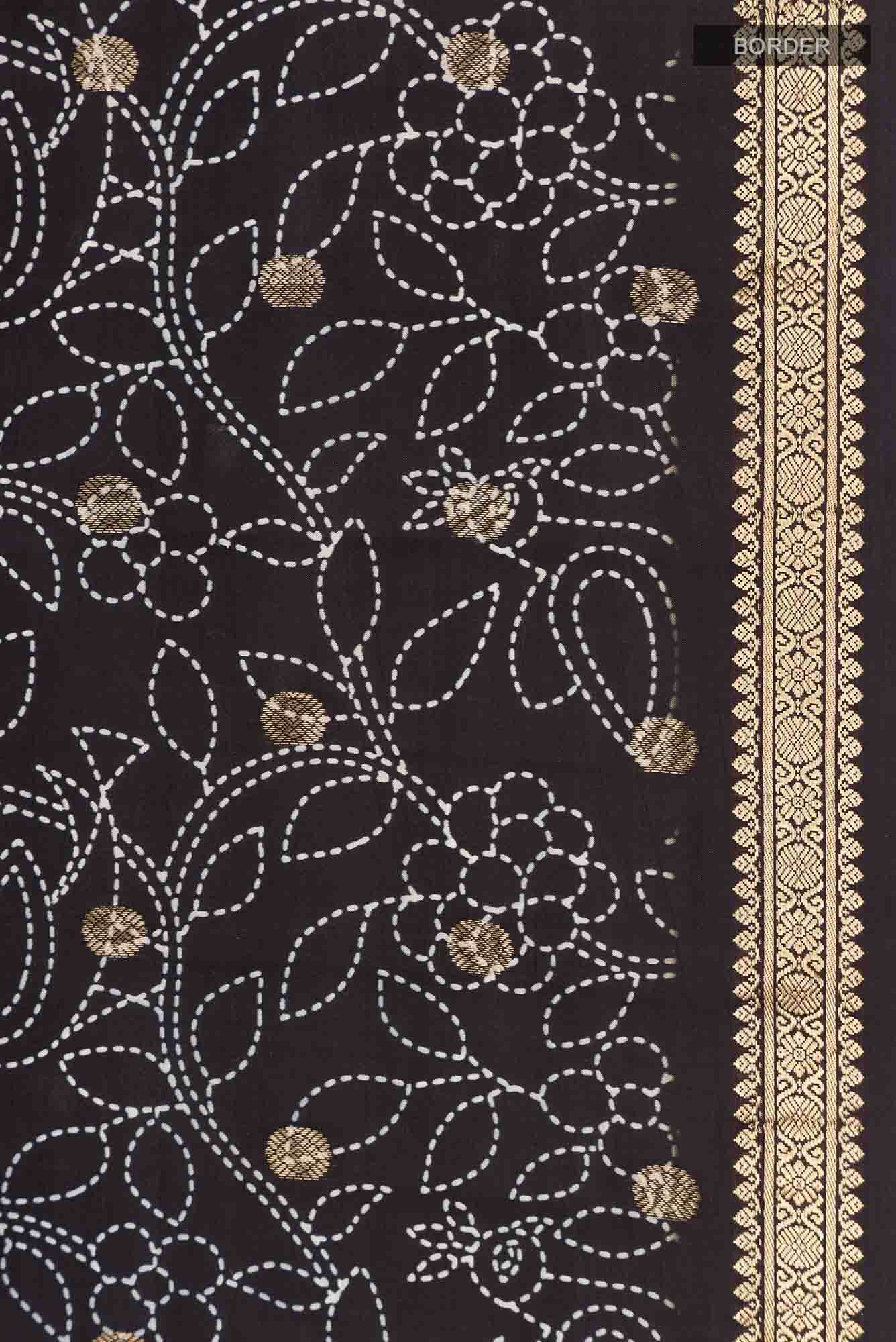 Black Printed Silk Saree - Image 5