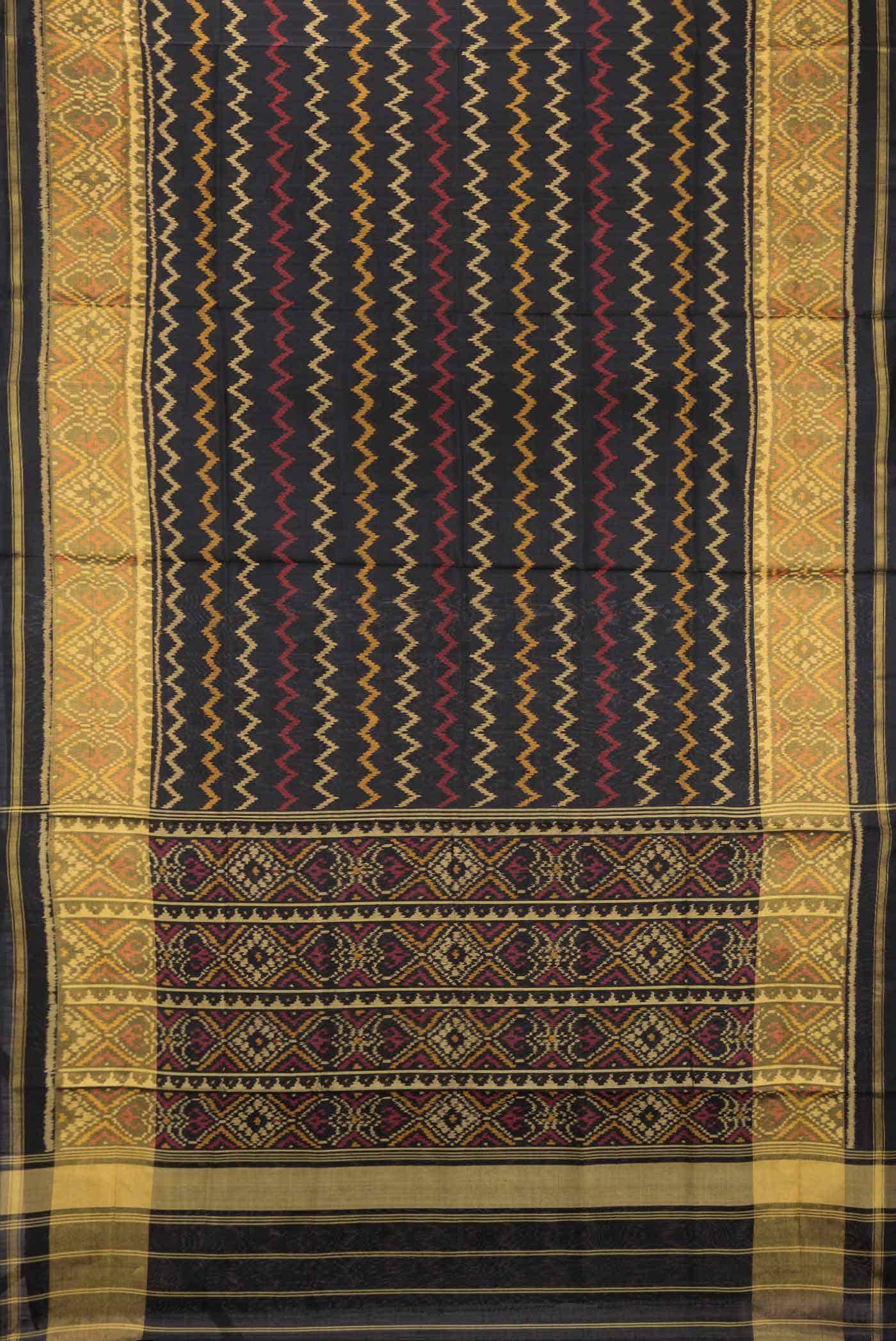Black Rajkot Patola Silk Saree - Image 4