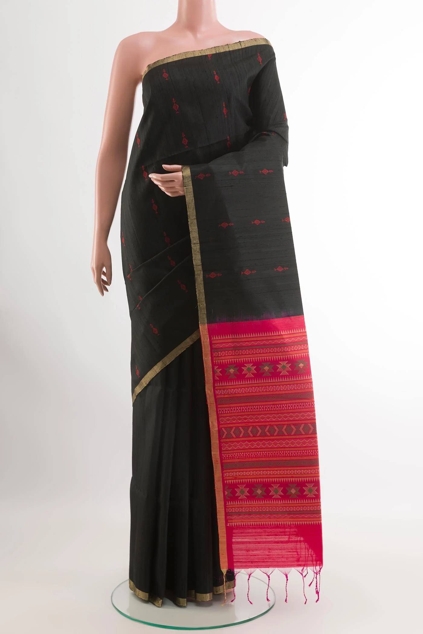 Black Raw Silk Saree