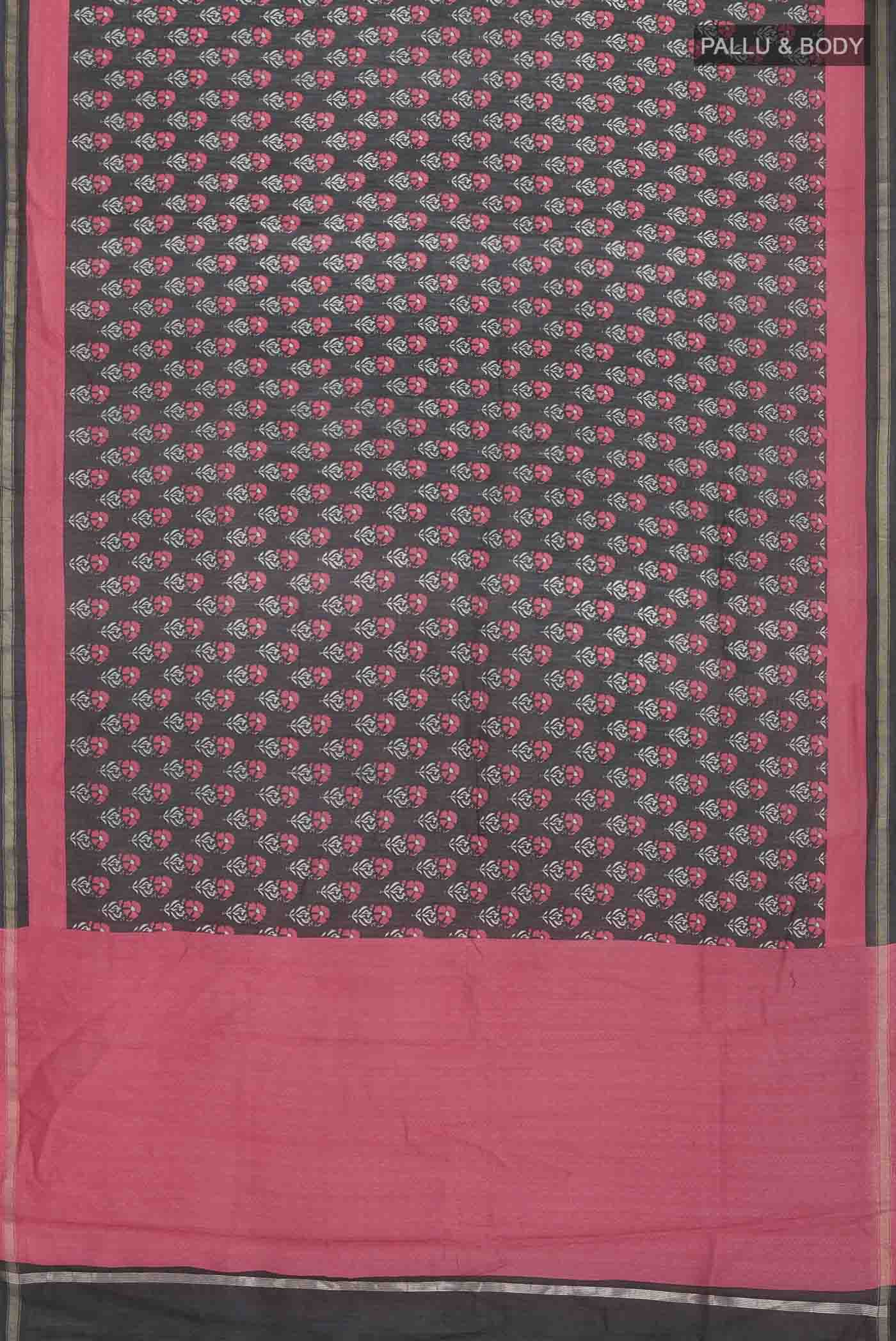 Black Silk Cotton Saree - Image 3