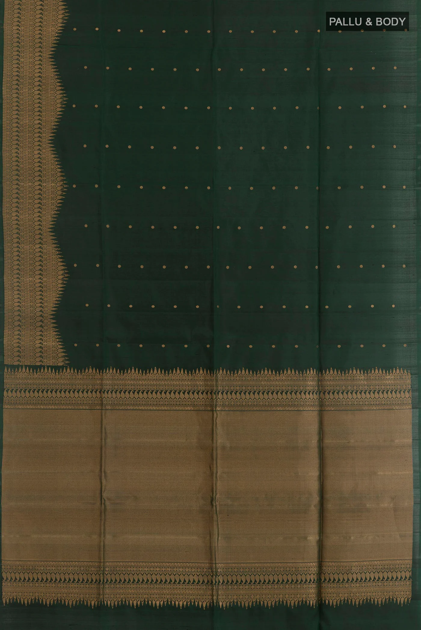 Bottle Green Soft Silk Saree - Image 3