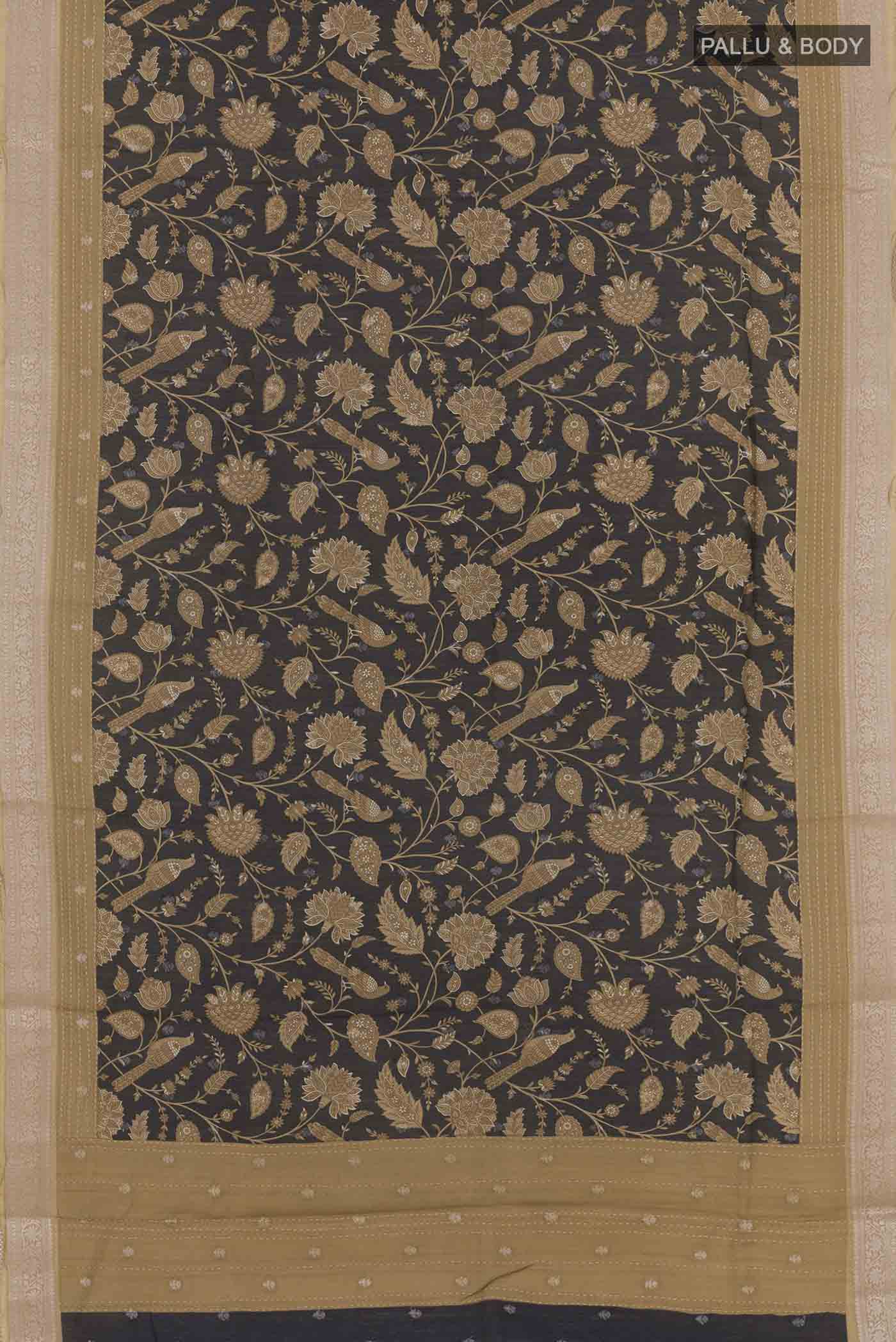 Black Tussar Silk Saree - Image 3