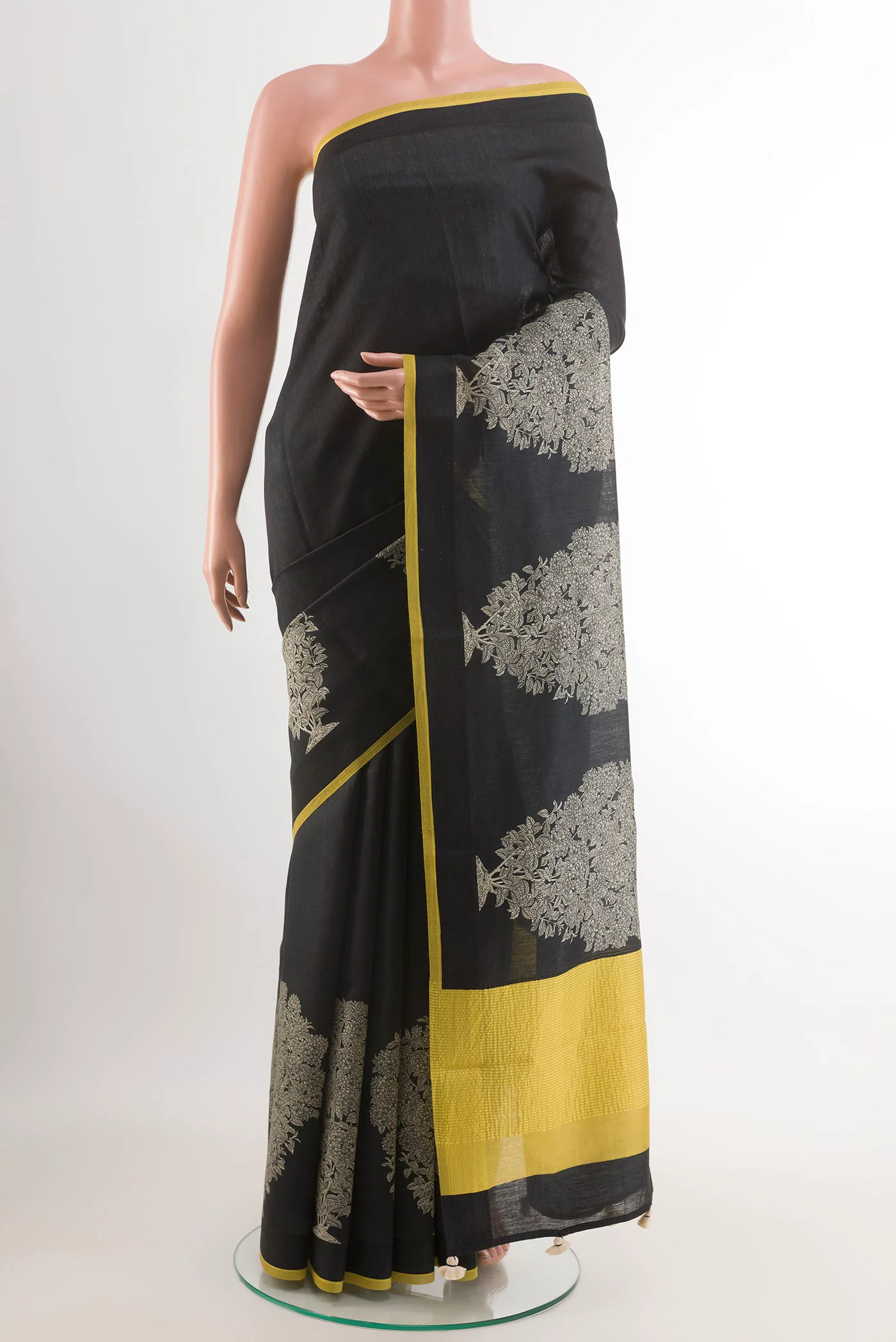 Black Tussar Silk Saree