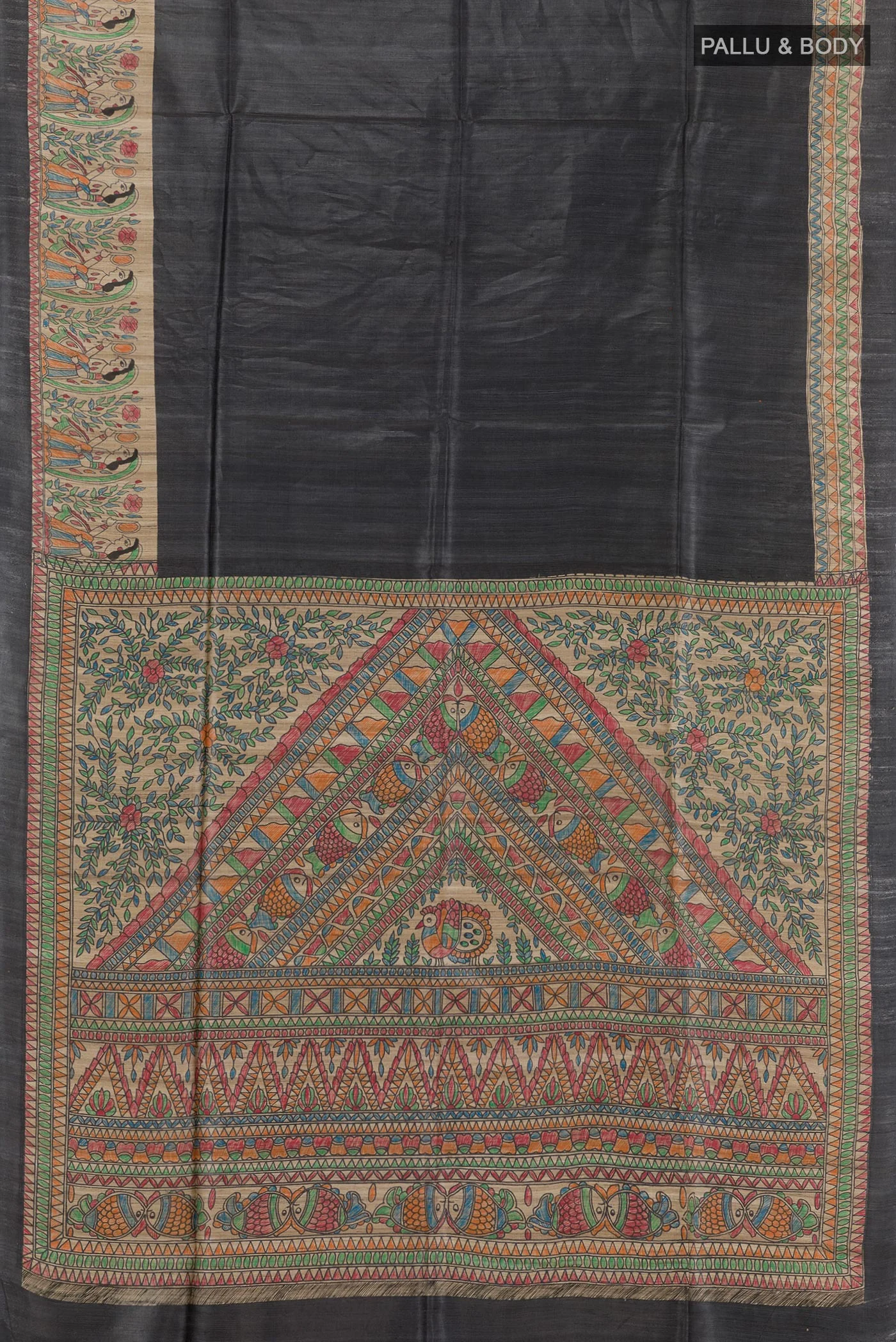 Black Tussar Silk Saree - Image 3